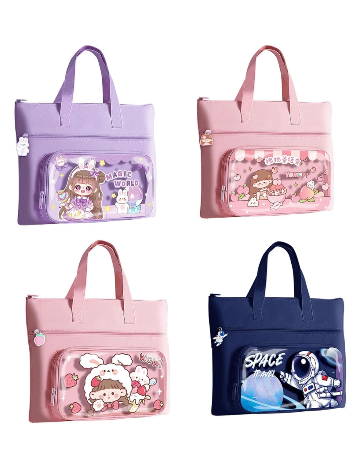 Cute Printed Tote Bags for Kids – Waterproof School & Activity Handbag with Zipper