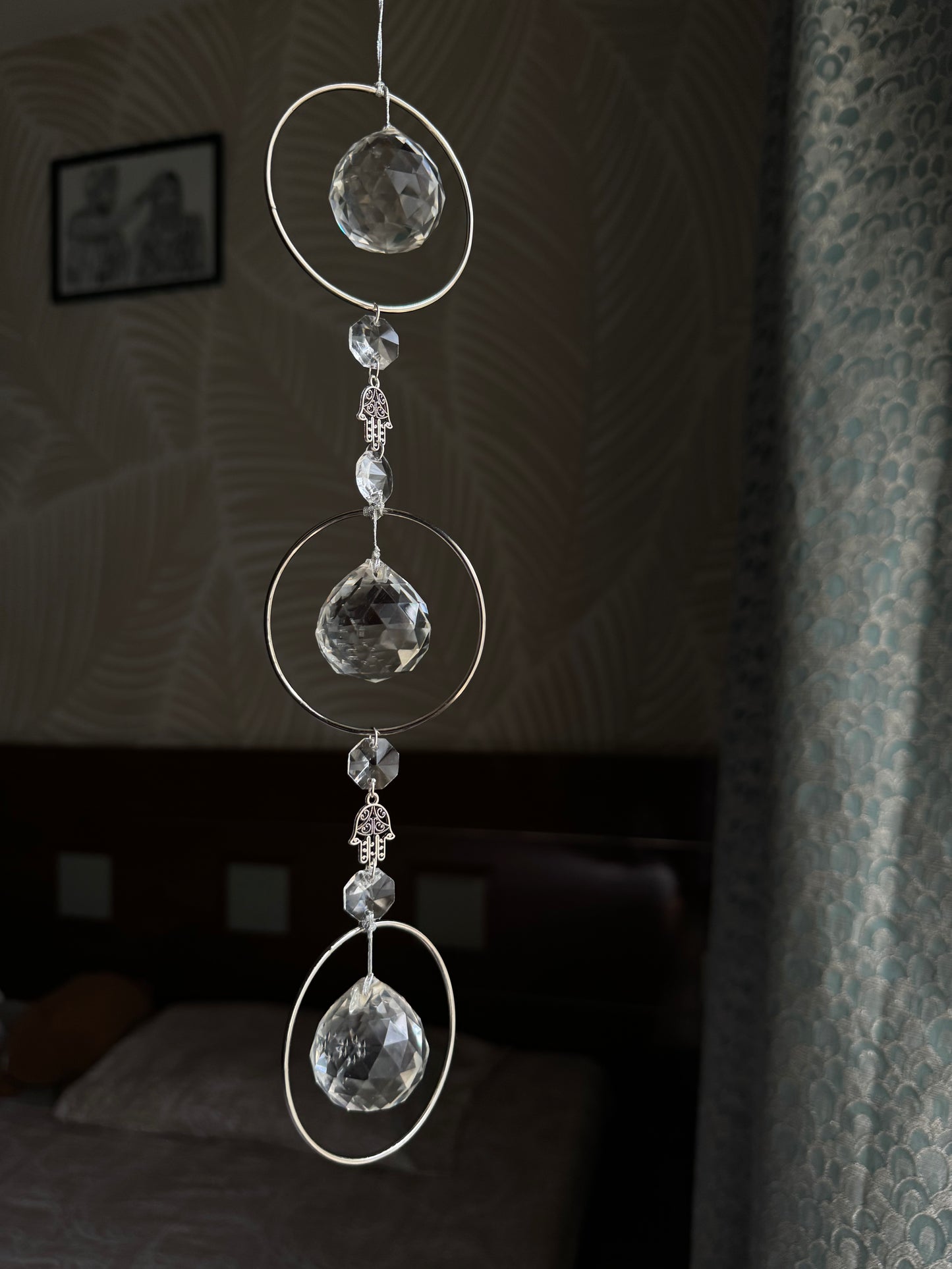 3 Ring Hamsa Crystal Suncatcher