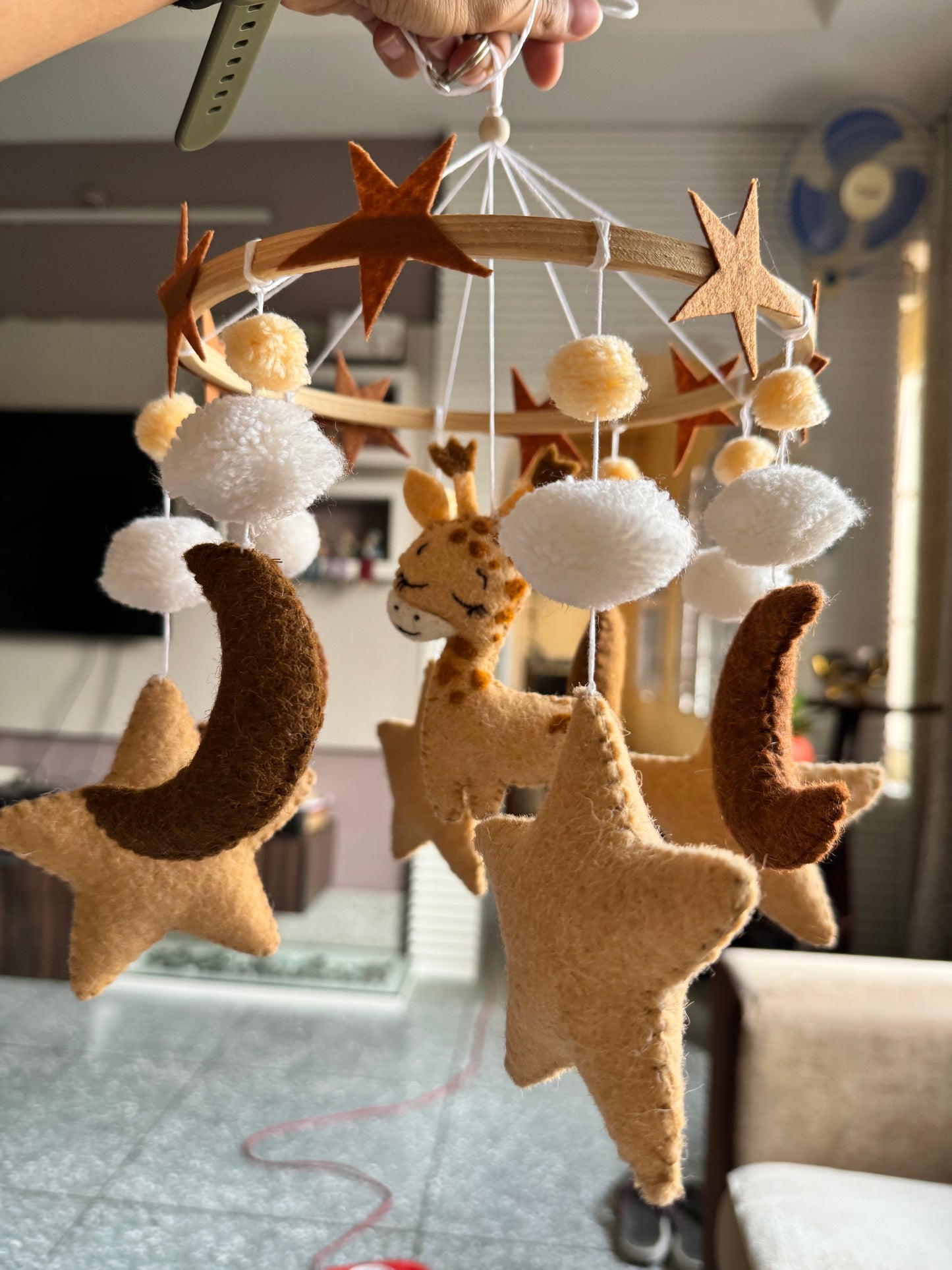 Felt Cot Mobile Hanging Giraffe - Baby/Kids Room Decor