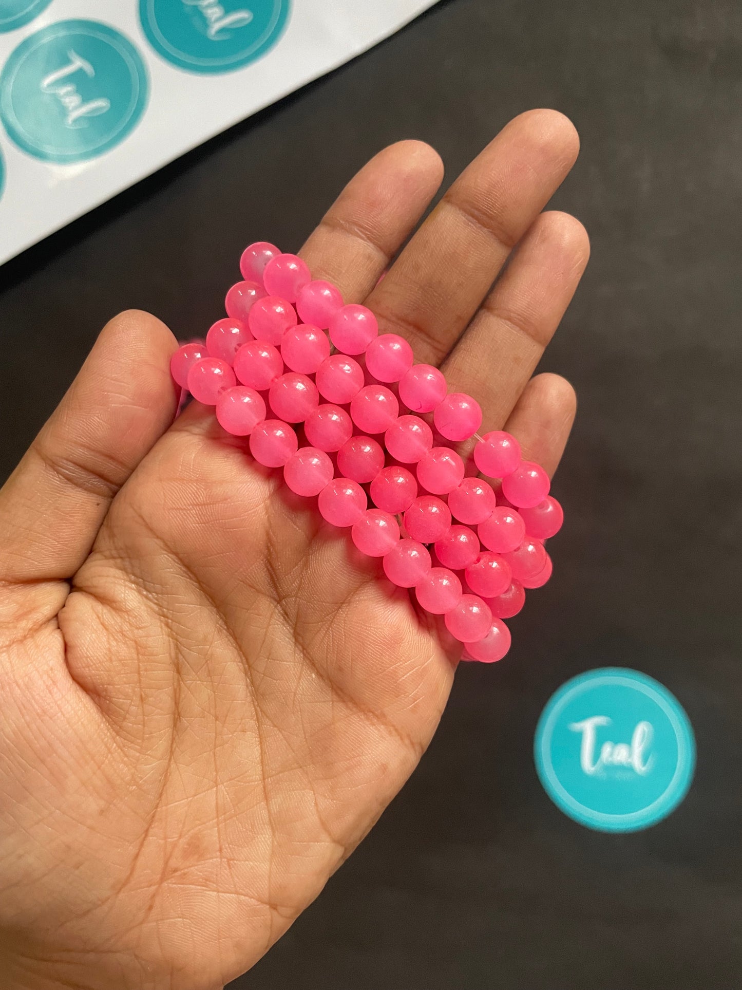 Glass Beads Round (8mm) - Teal By Tanvi