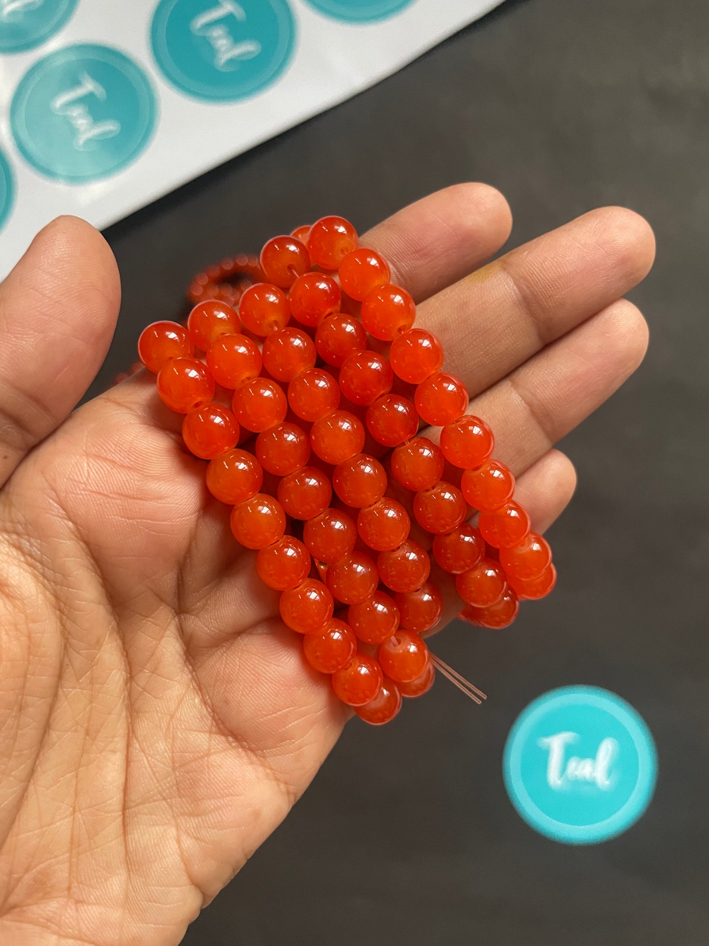 Glass Beads Round (8mm) - Teal By Tanvi