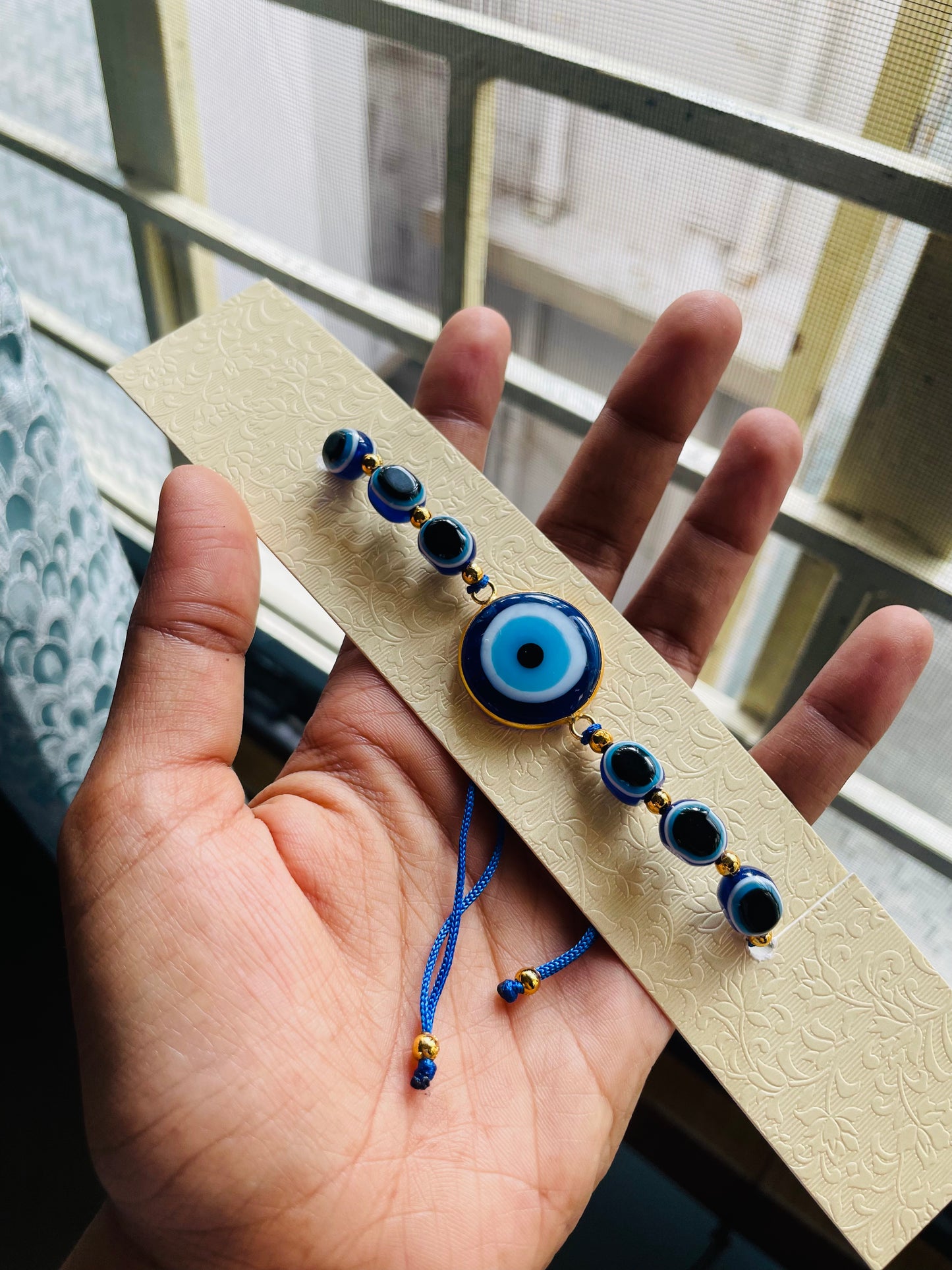 Evil Eye Adjustable Bracelet - Teal By Tanvi