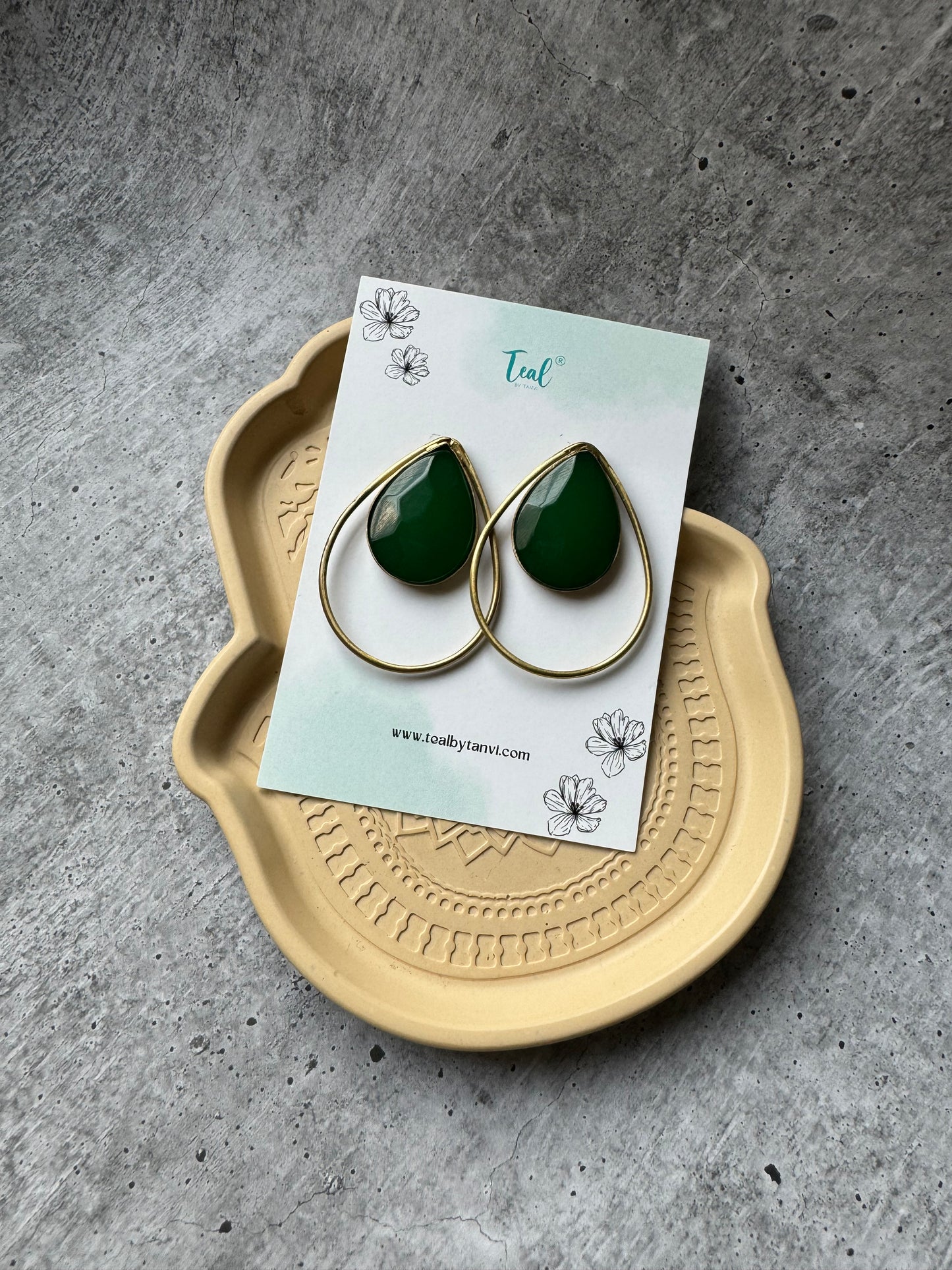 Premium Quality Green Stone Work Designer Earrings