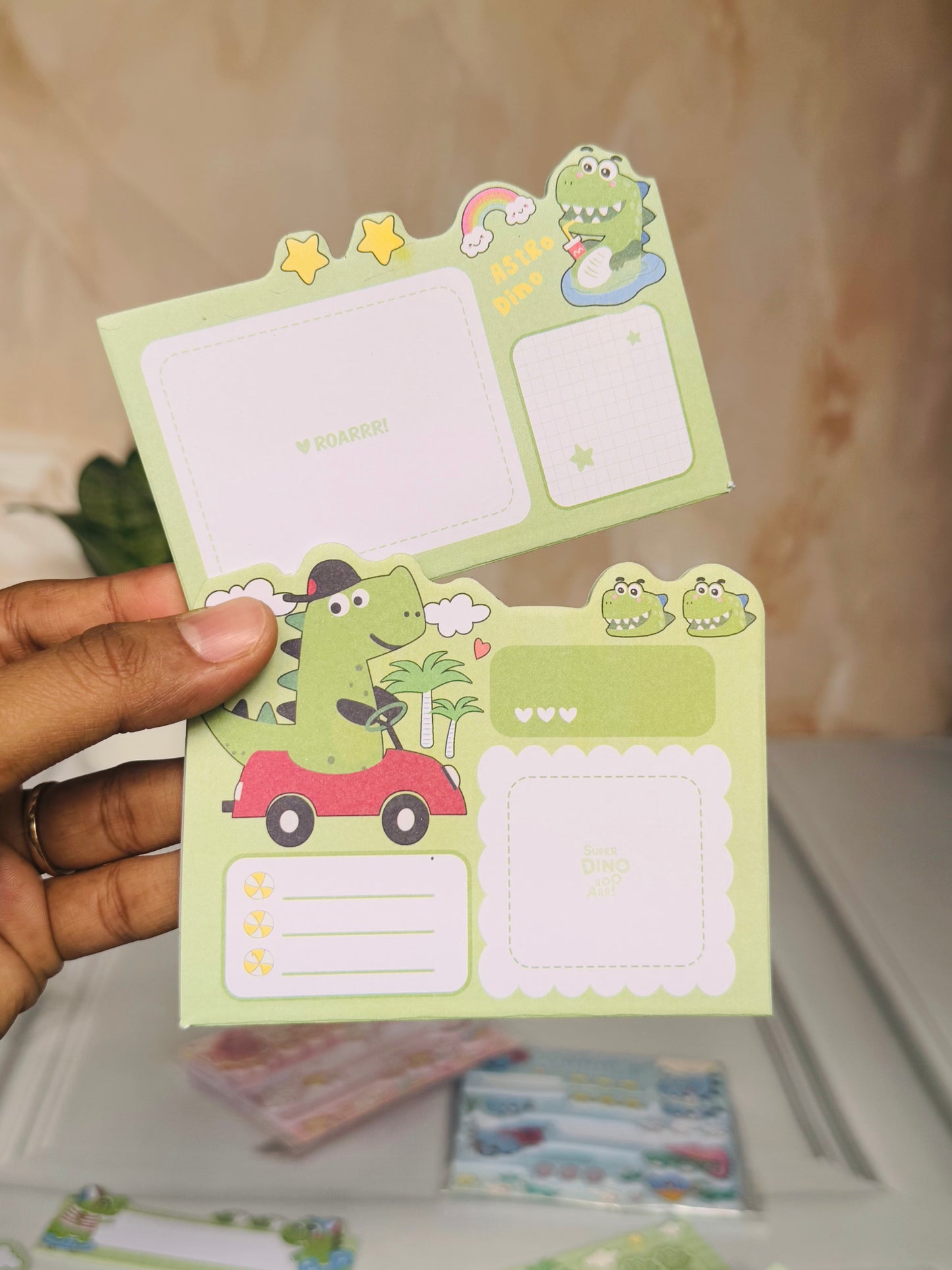 Dino Sticky Notes 4 Piece Set | Dinosaur Memo Pads for school