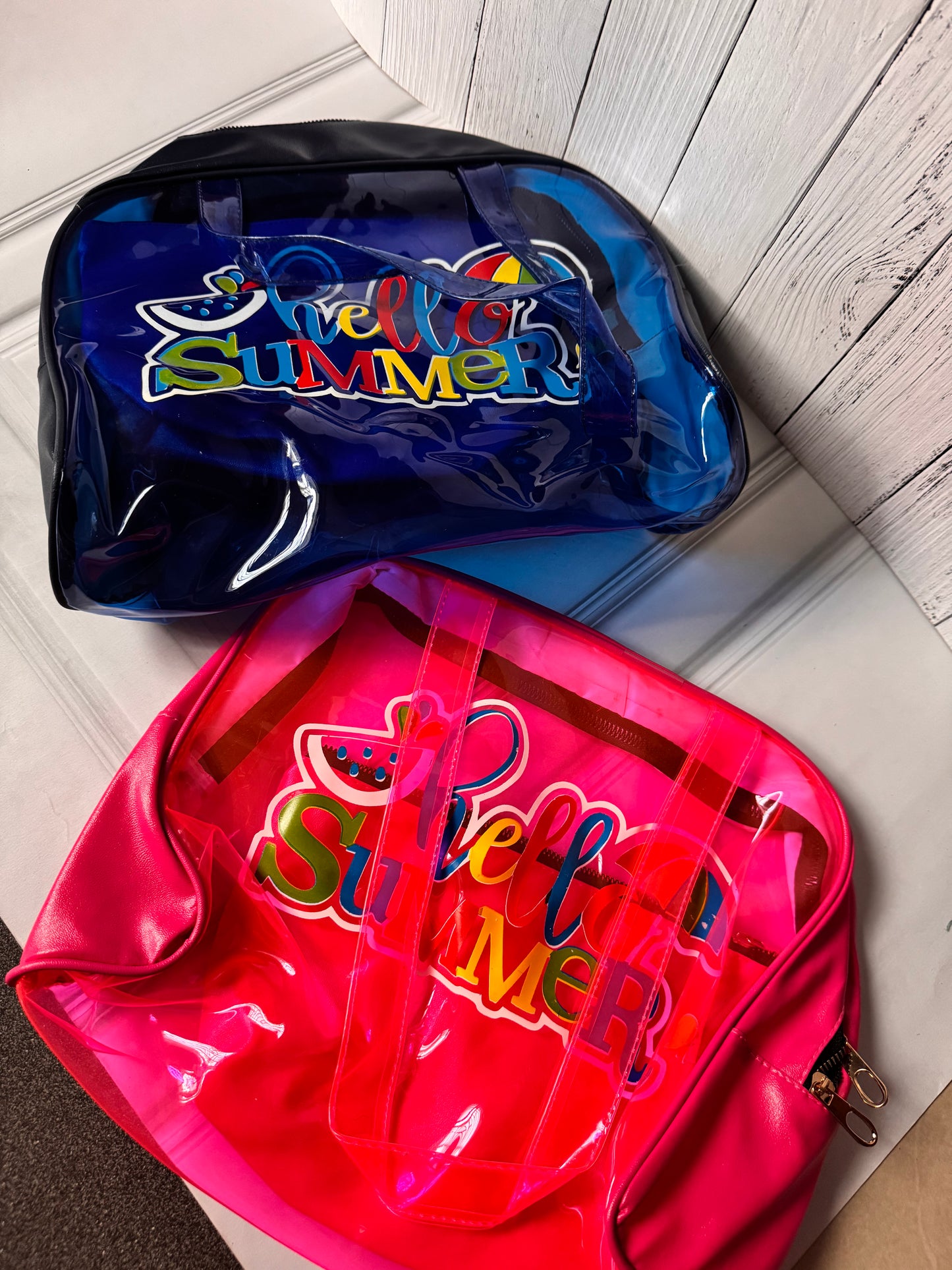 Transparent Neon Duffle Bag for Travel | Diaper and Essentials Bag for Kids | With additional Zipper Pouch
