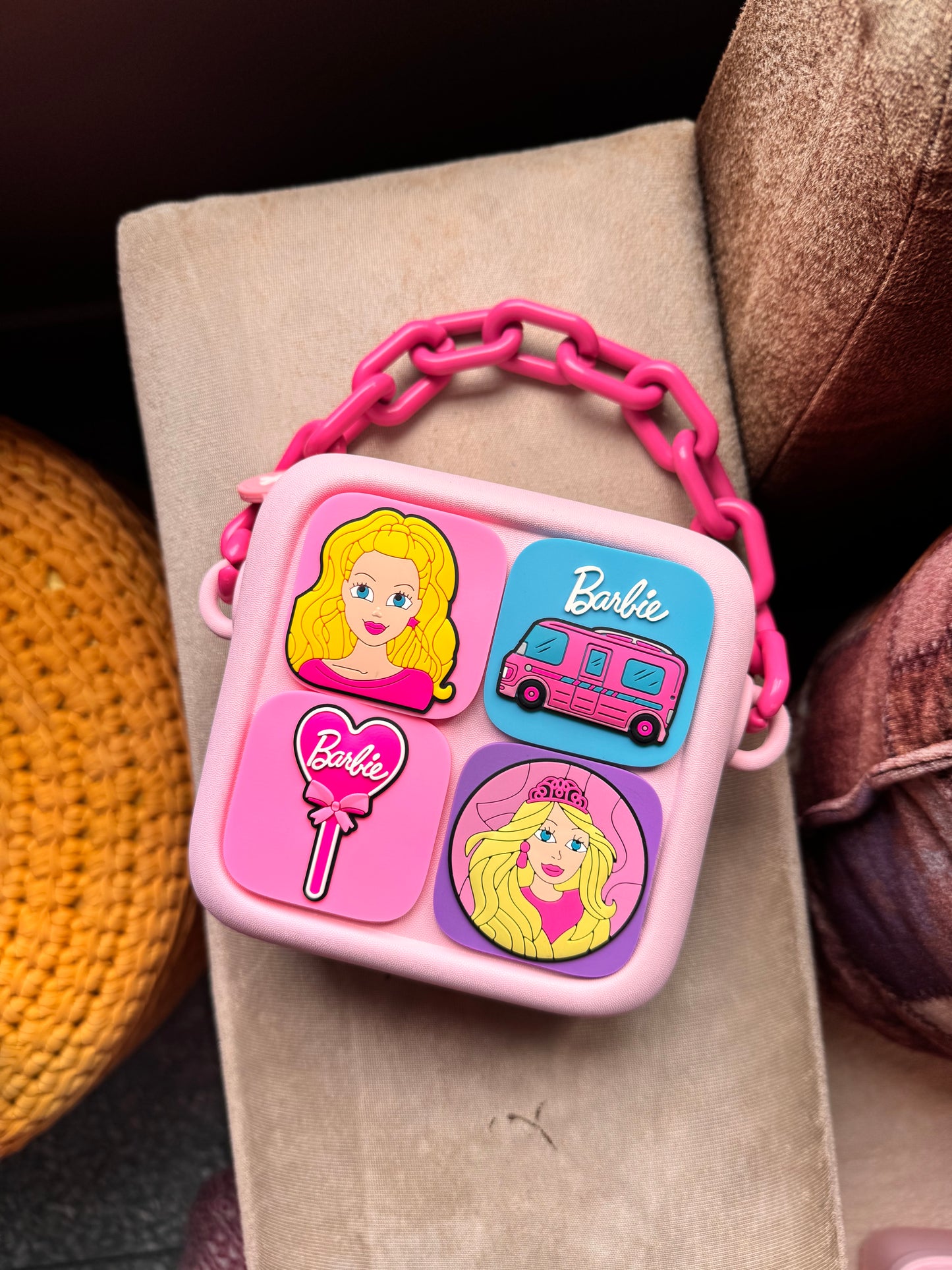 Barbie and Kuromi DIY Sling Bag | With Interchangeable Badges & Funky Chain Handle | Purse With Adjustable Belt
