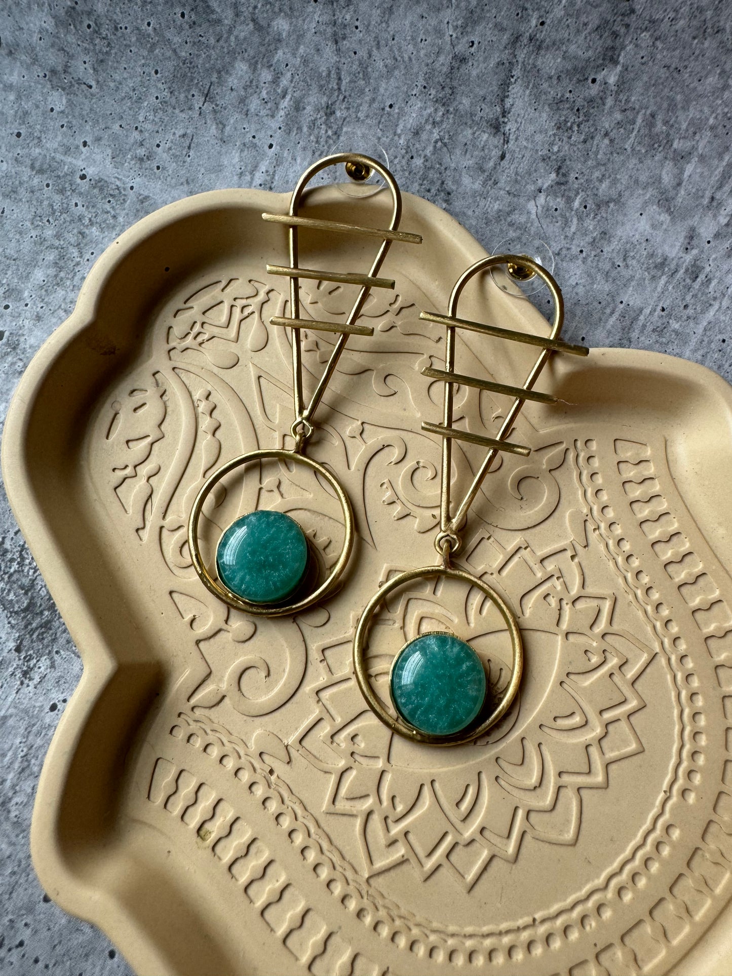 Premium Quality Teal Stone Work Designer Earring Danglers