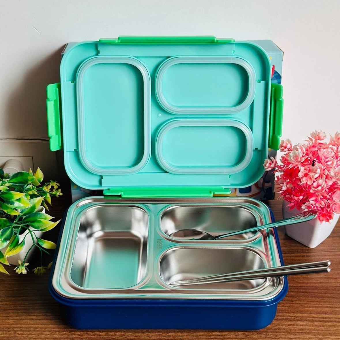 Moontalk Premium Compartment Lunch Box For Kids – Leakproof | Stainless Steel BFA Free
