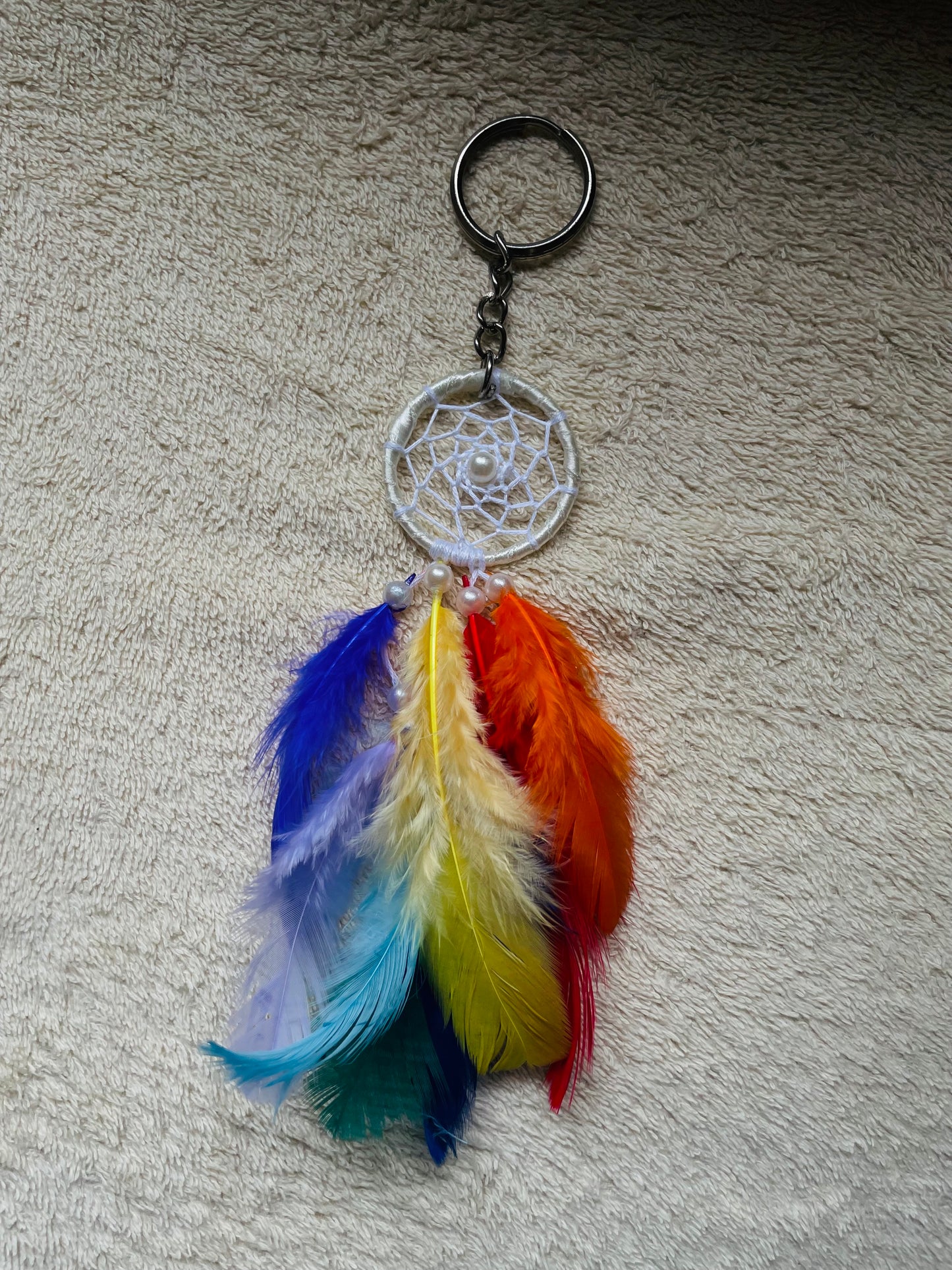 Mini Rainbow Dreamcatcher Keyring - Teal By Tanvi