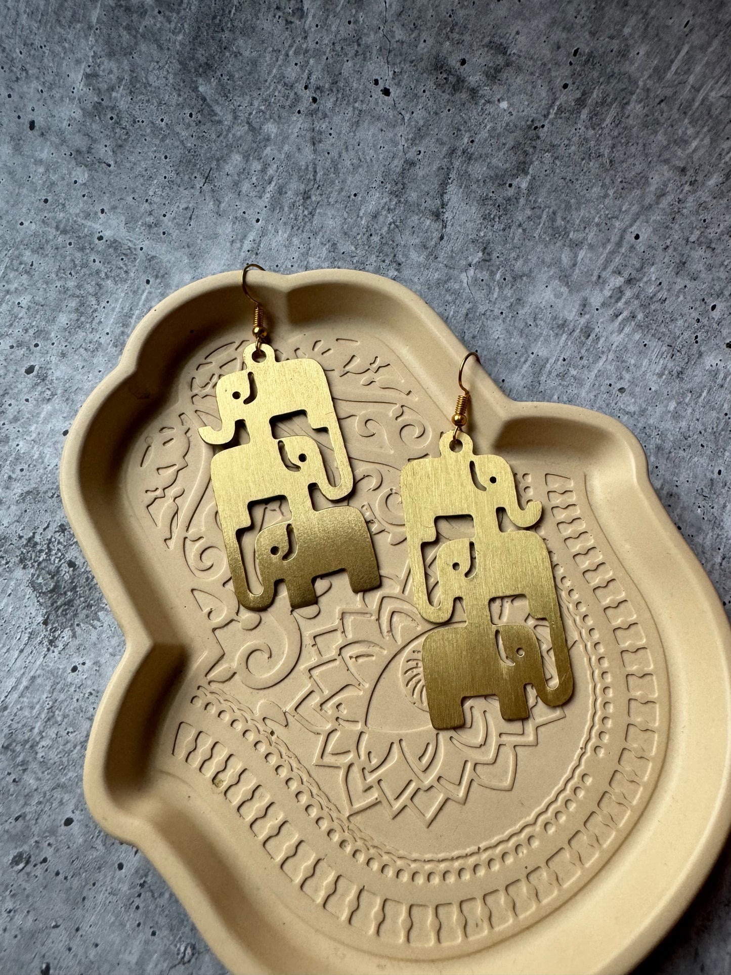 Premium Quality Brass Golden Elephant Designer Earrings