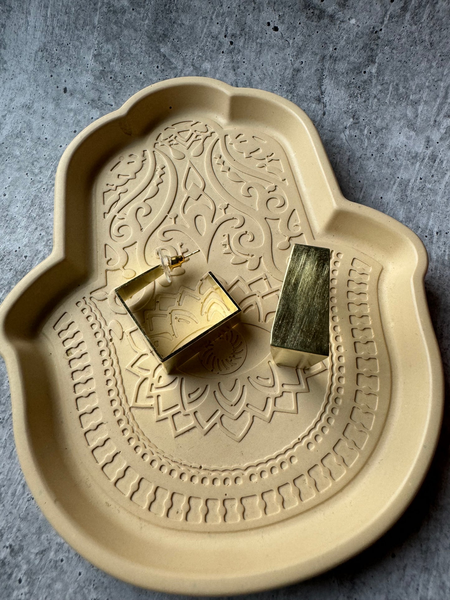 Premium Quality Brass Designer Square Earrings Hoops