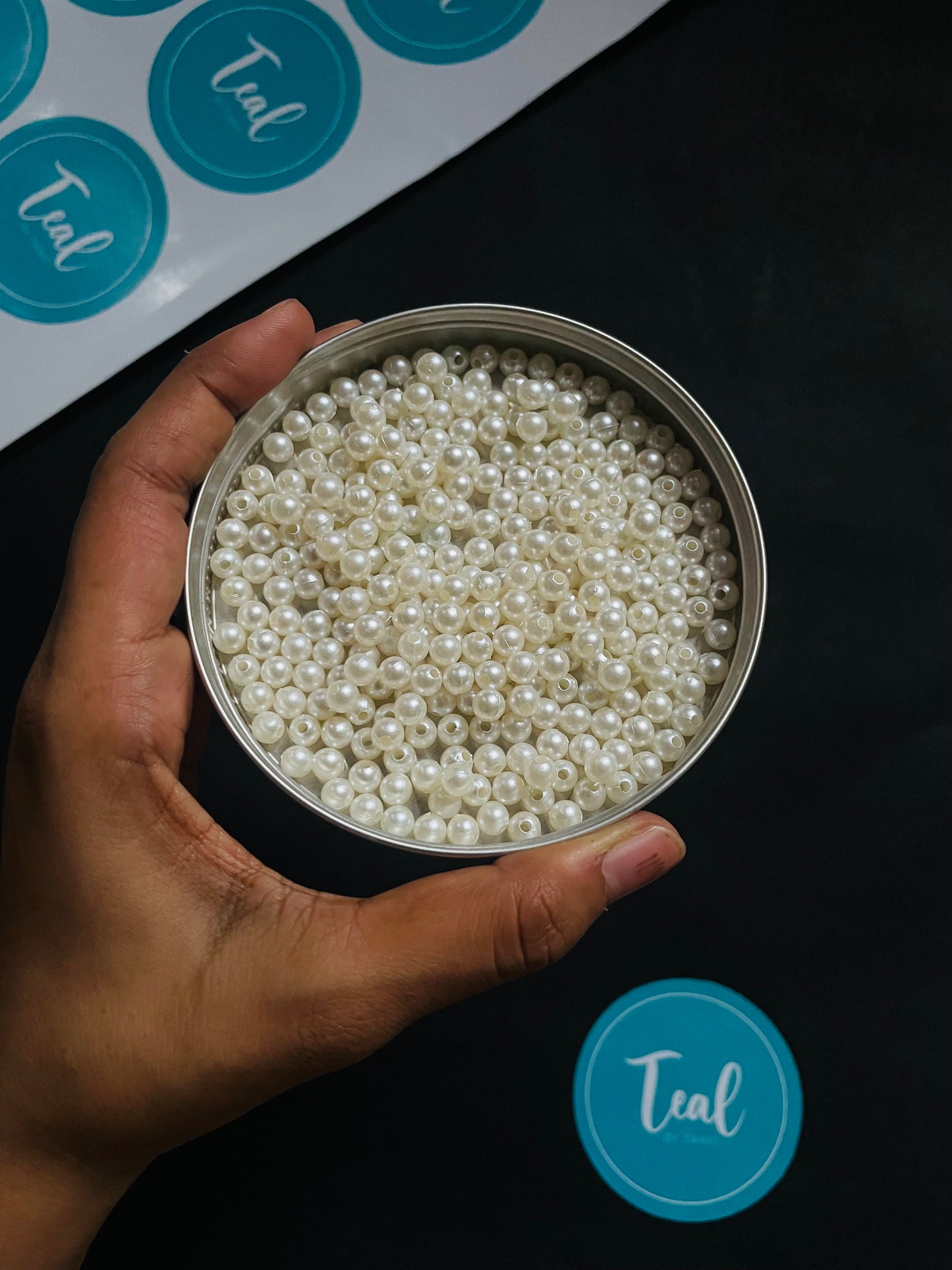 Plastic Pearls White (6mm) - Teal By Tanvi