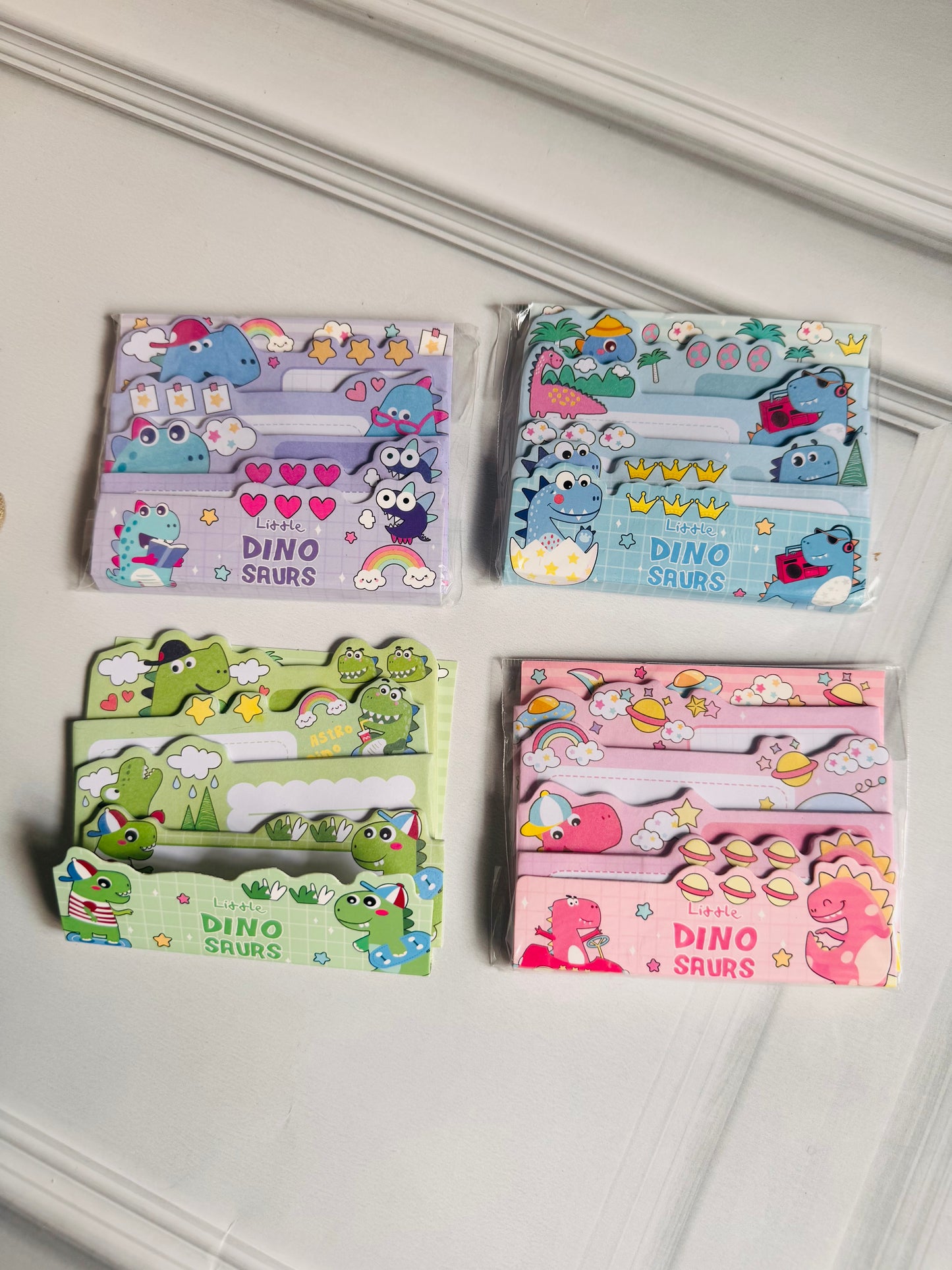 Dino Sticky Notes 4 Piece Set | Dinosaur Memo Pads for school