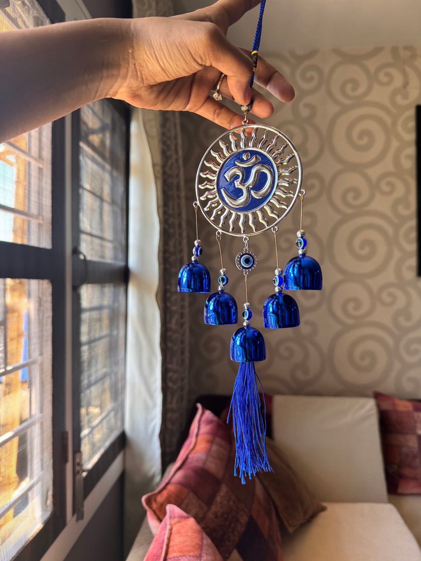 Decorative Om Hanging with Bells & Tassel | Windchime