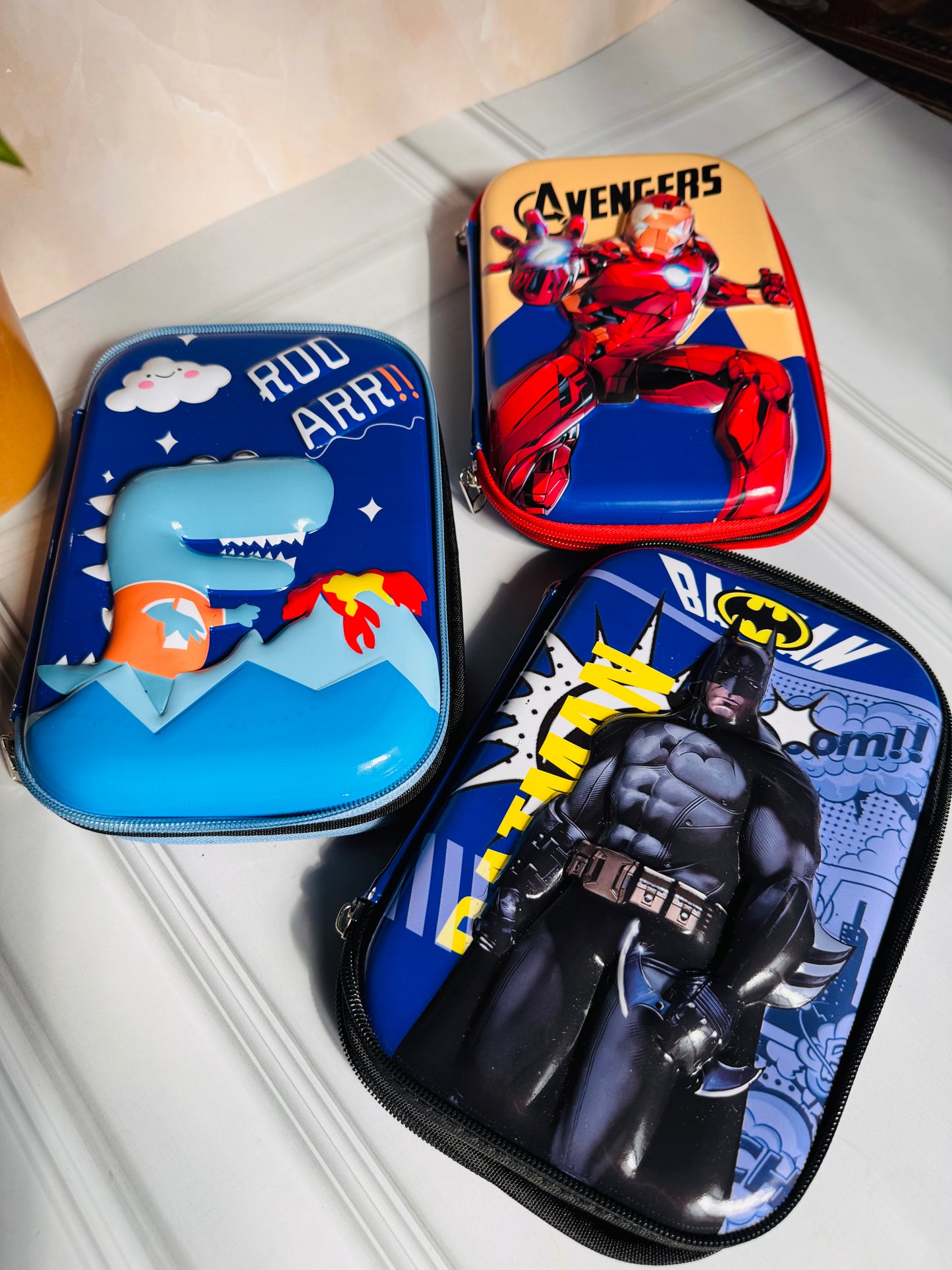 Premium 3D Superhero Pencil Pouches for Kids | Hard Shell + Glossy Finish | Cartoon, Superhero, Space, Gaming Theme