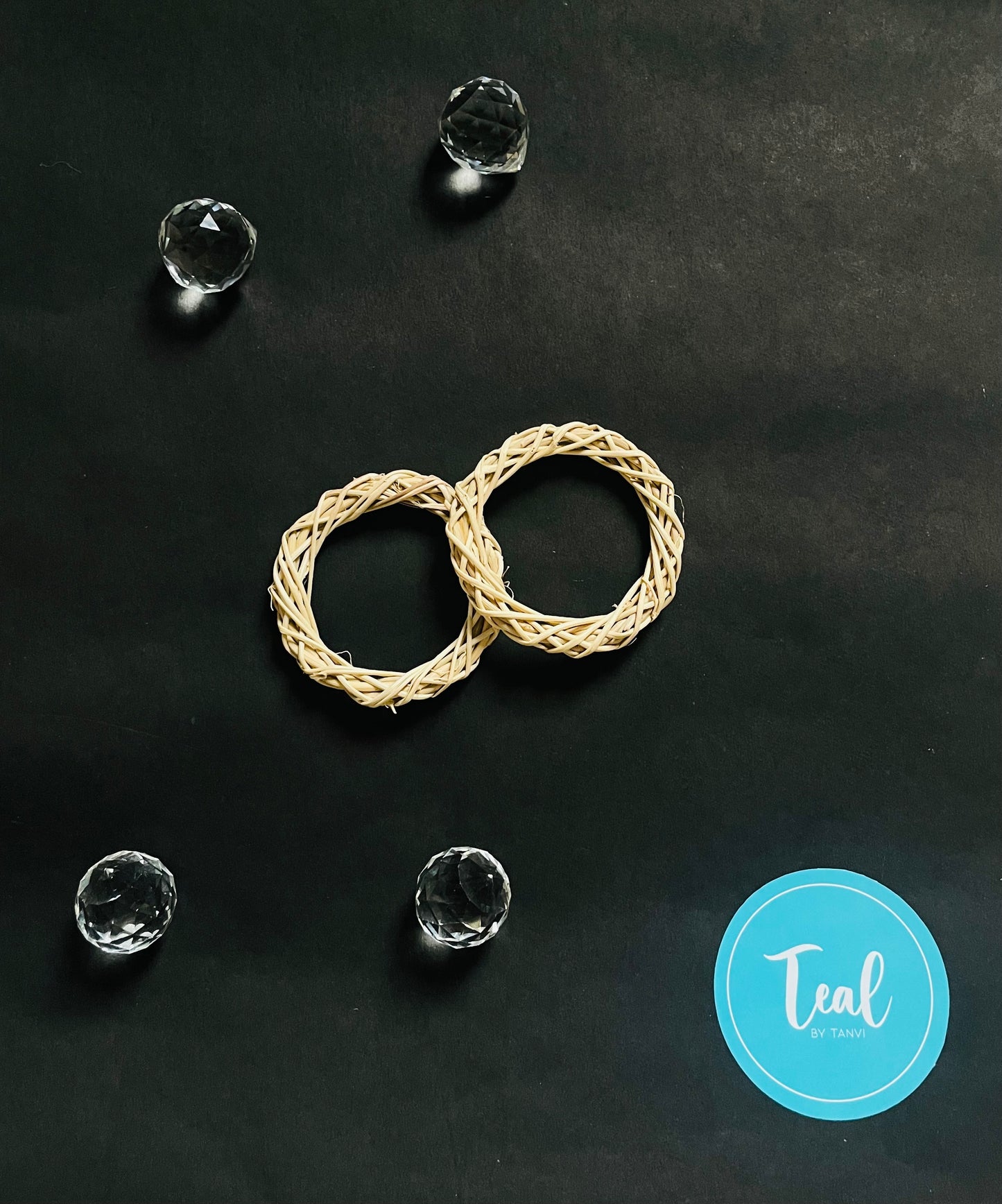 Natural Willow Wreath Round Ring for Dreamcatcher (Set of 2) - Teal By Tanvi