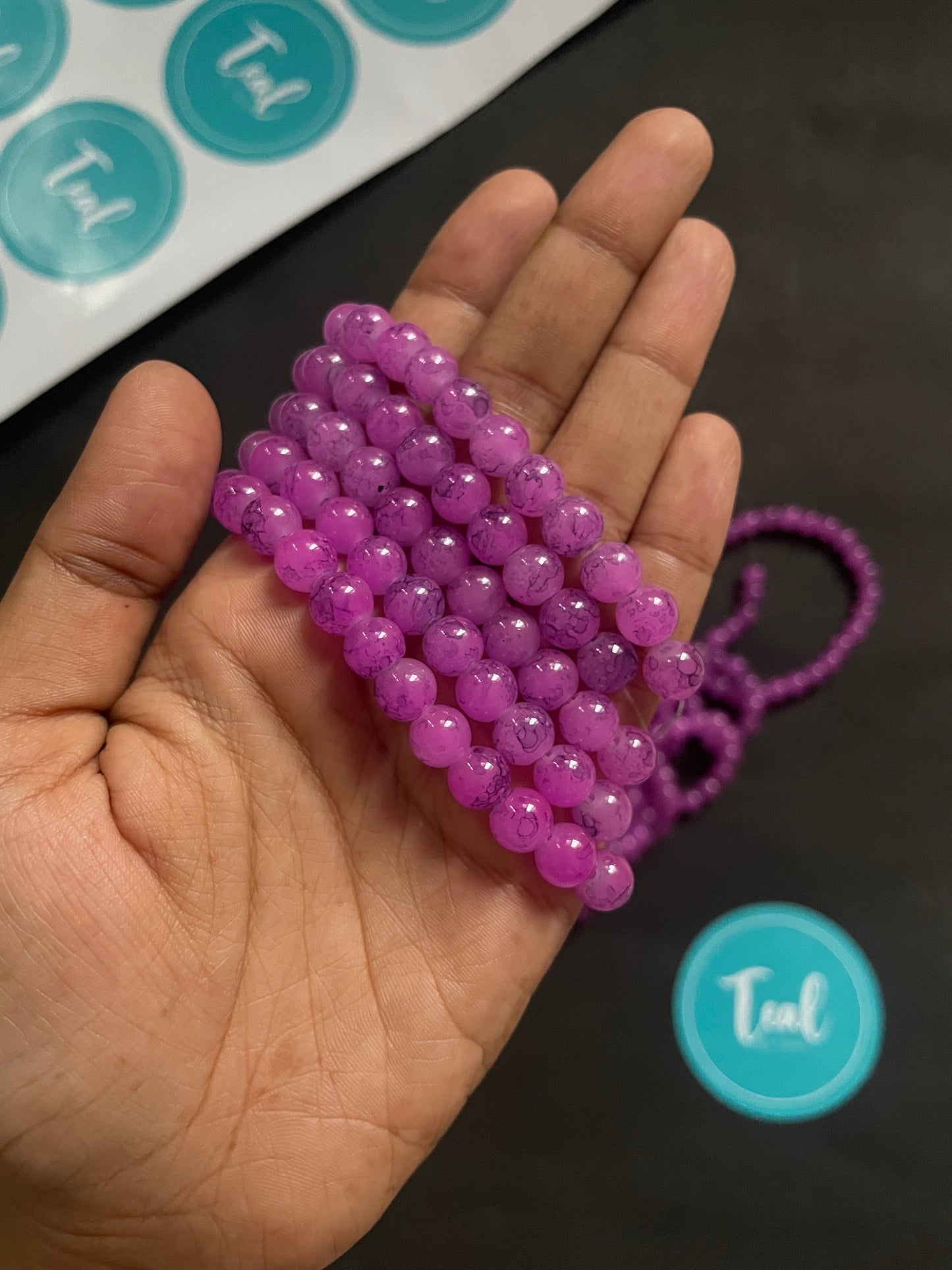 Glass Beads Round (8mm) - Teal By Tanvi