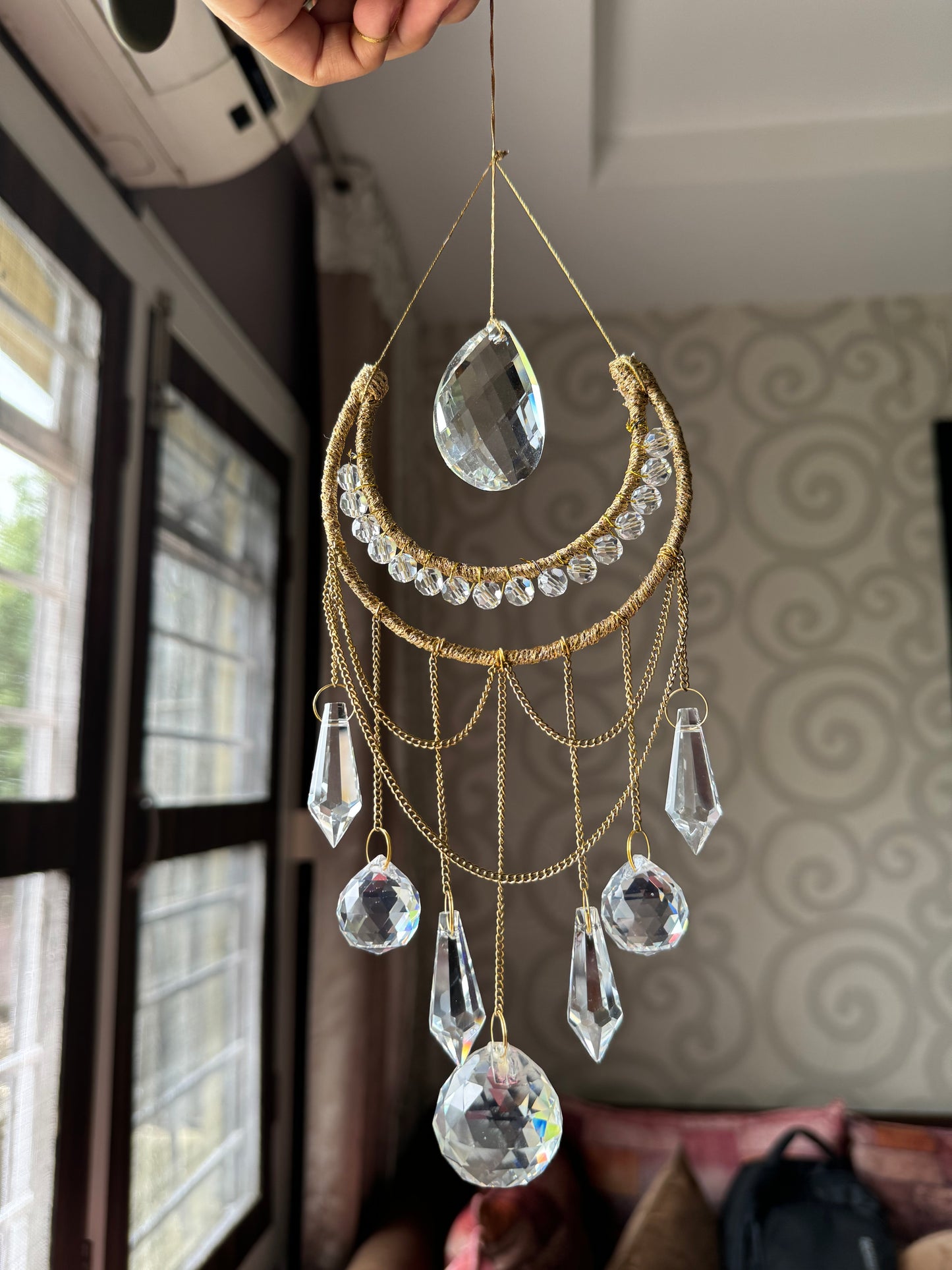 Crescent Moon Crystal Suncatcher