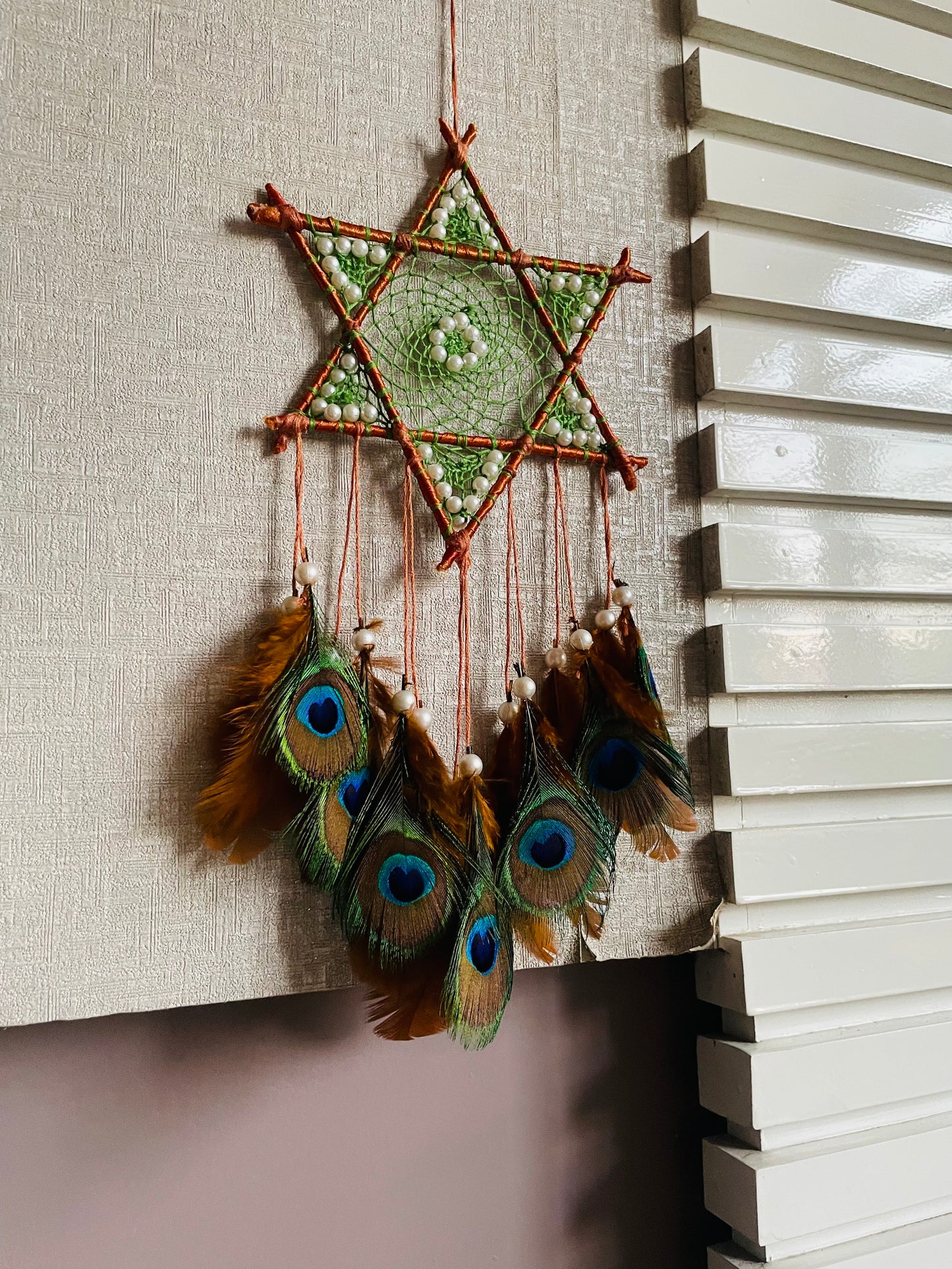 Bohemian Star Dreamcatcher - Peacock Theme - Teal By Tanvi