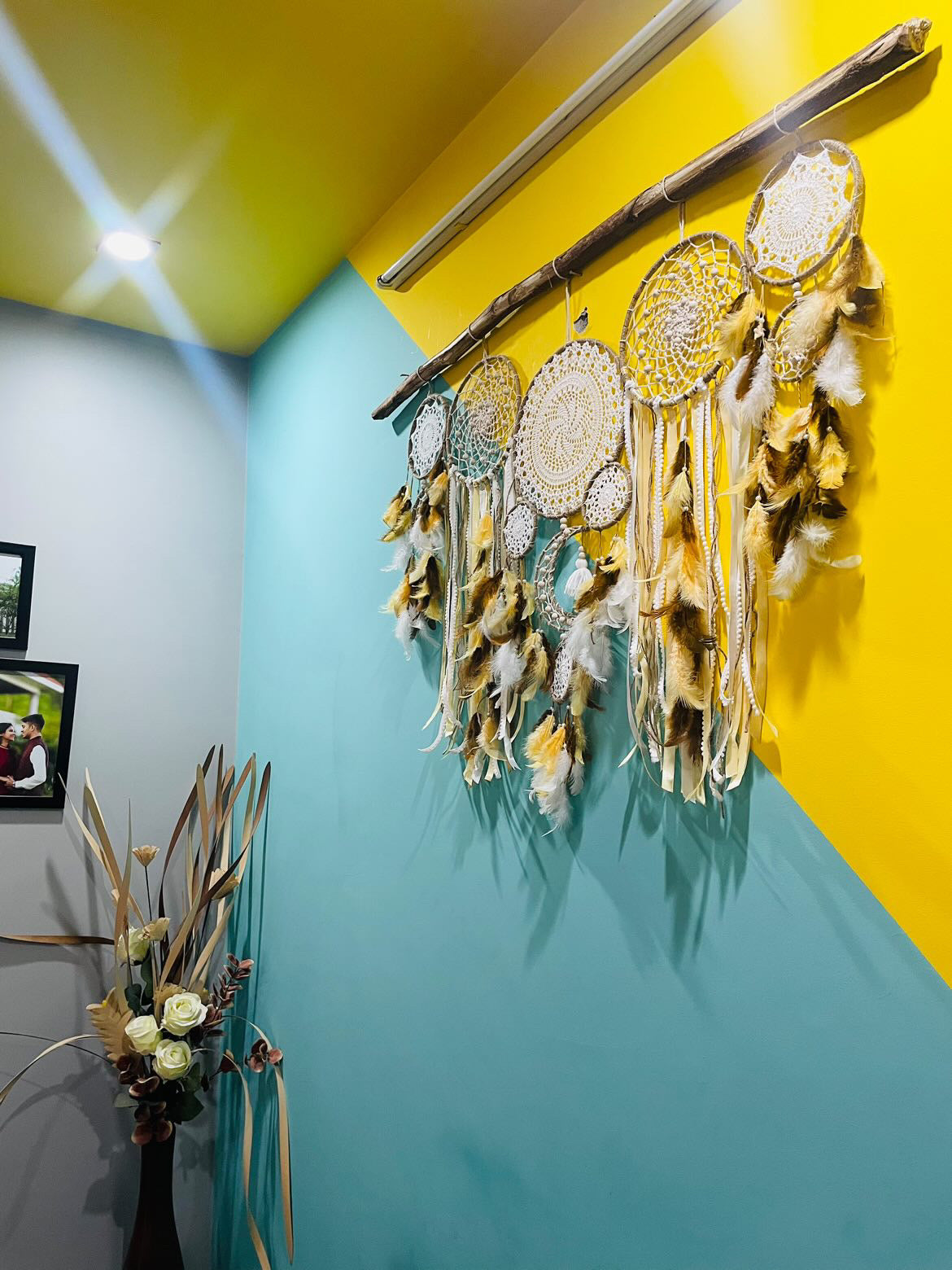 Giant Bohemain Cluster Dreamcatcher - Brown Hues - Teal By Tanvi