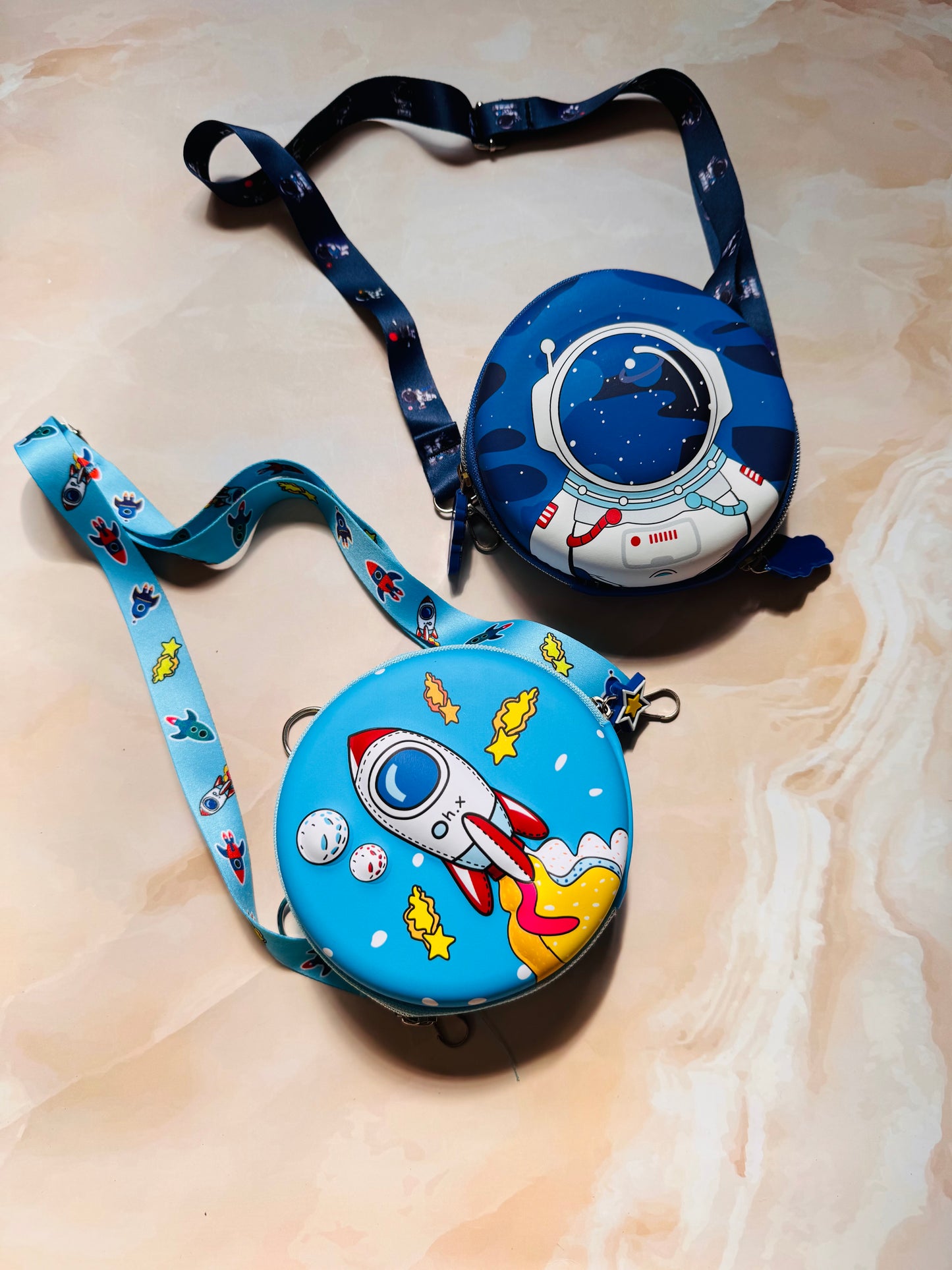 Round Sling Bag | Kids Round Bag | Space Rocket, Iron Man