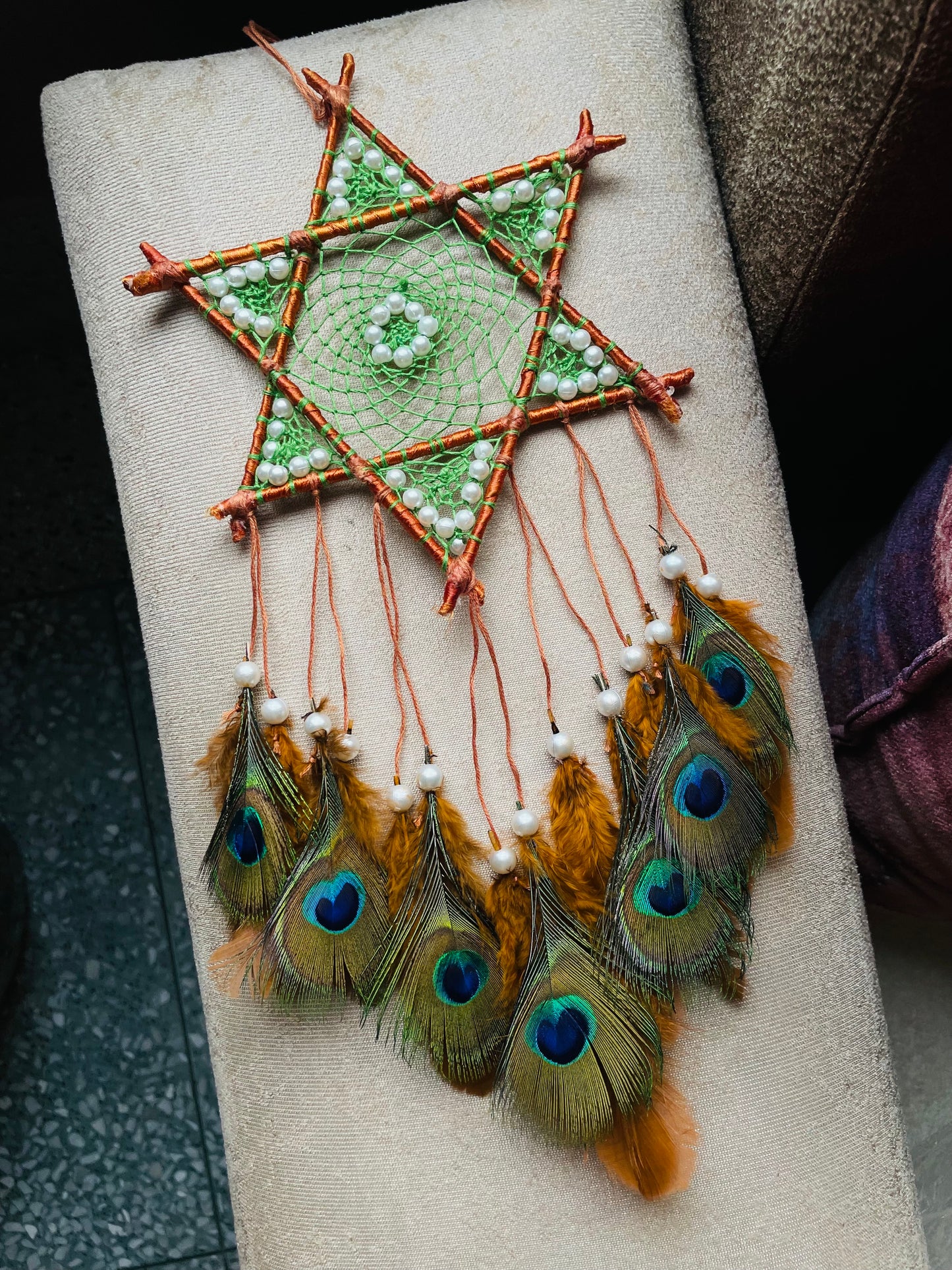 Bohemian Star Dreamcatcher - Peacock Theme - Teal By Tanvi