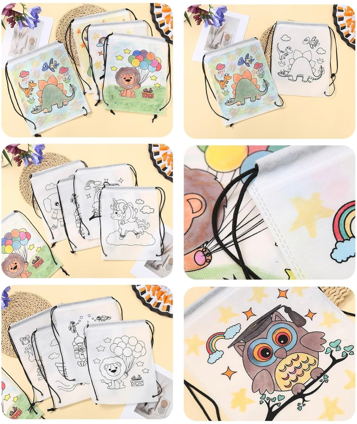 DIY Color-Your-Own Drawstring Bags for Kids | Craft Kit | Washable and Reusable