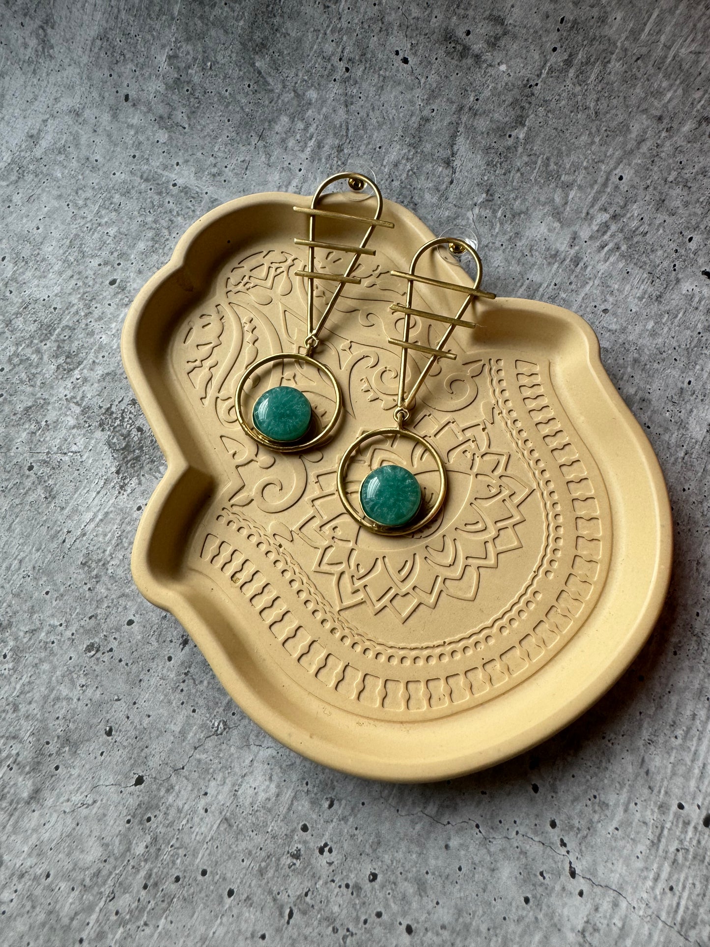 Premium Quality Teal Stone Work Designer Earring Danglers