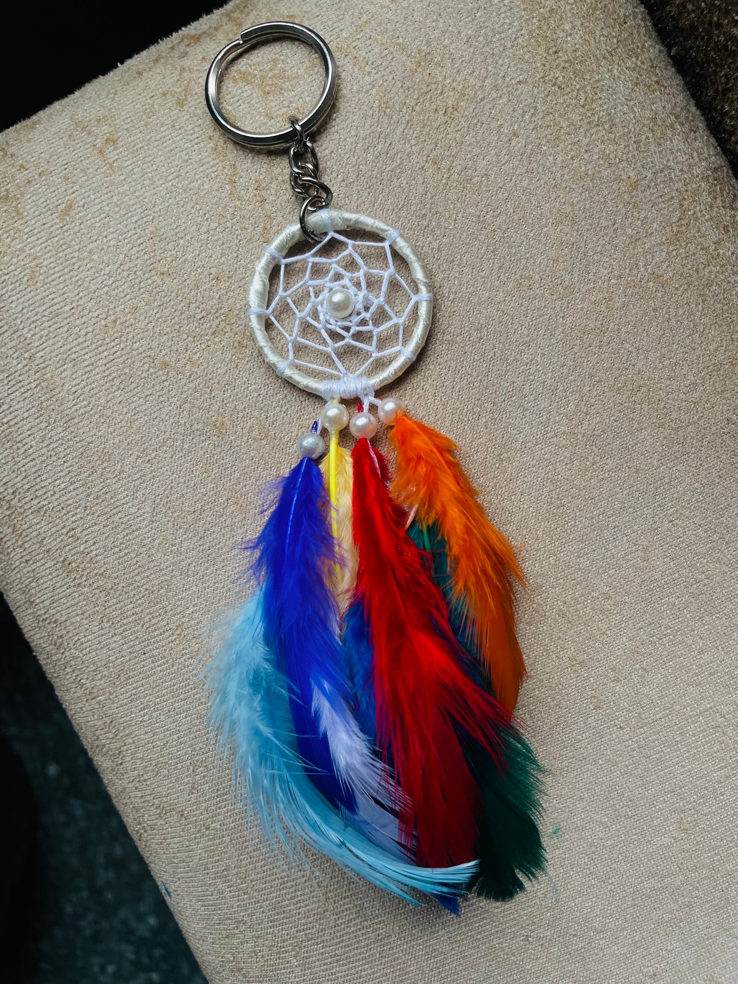 Mini Rainbow Dreamcatcher Keyring - Teal By Tanvi