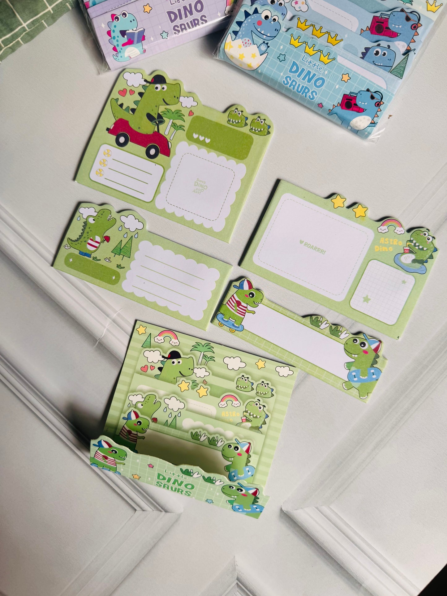 Dino Sticky Notes 4 Piece Set | Dinosaur Memo Pads for school