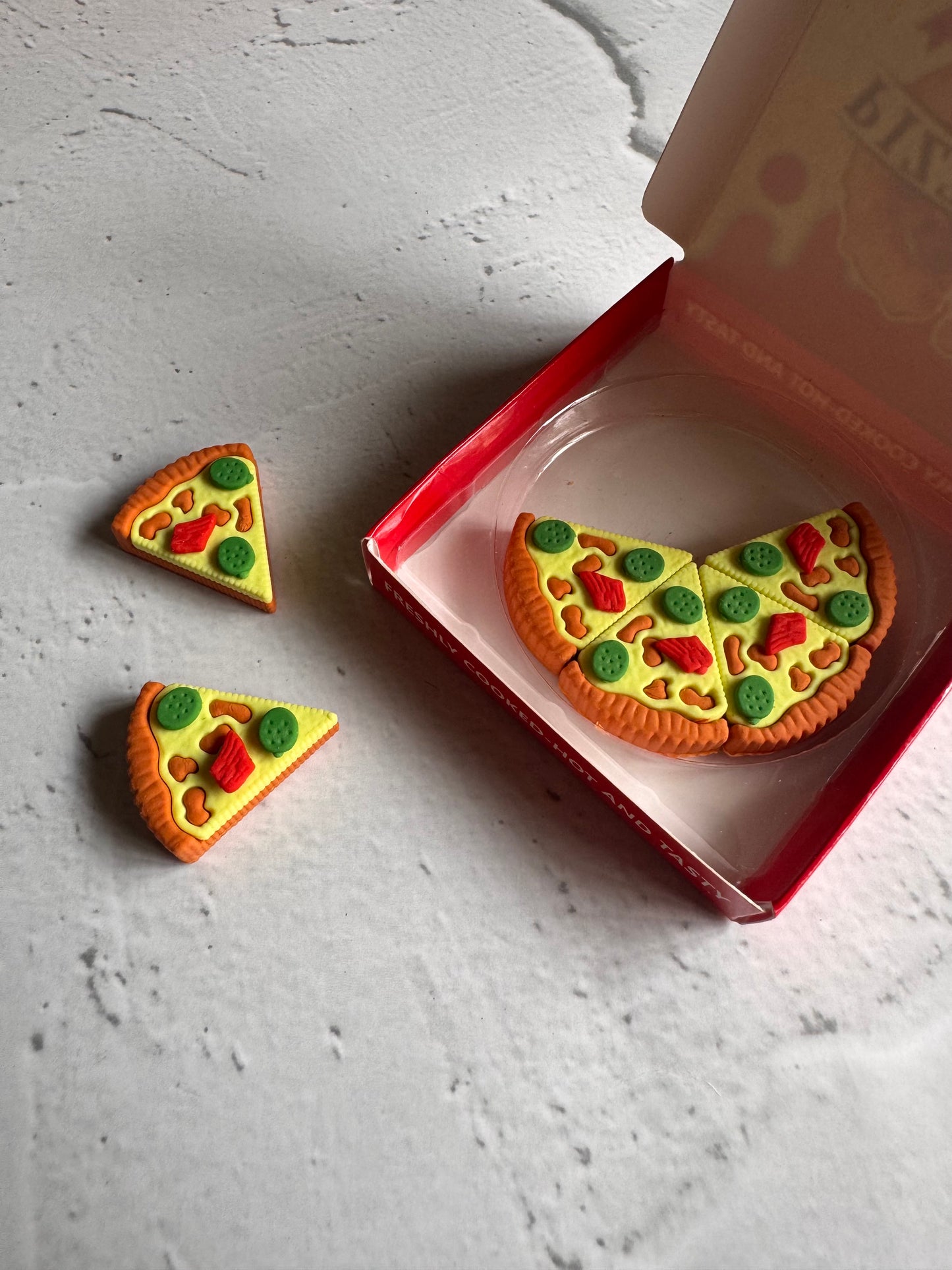 Pizza Slice Eraser Box | Set of 6 Eraser pieces | Erasers for Kids