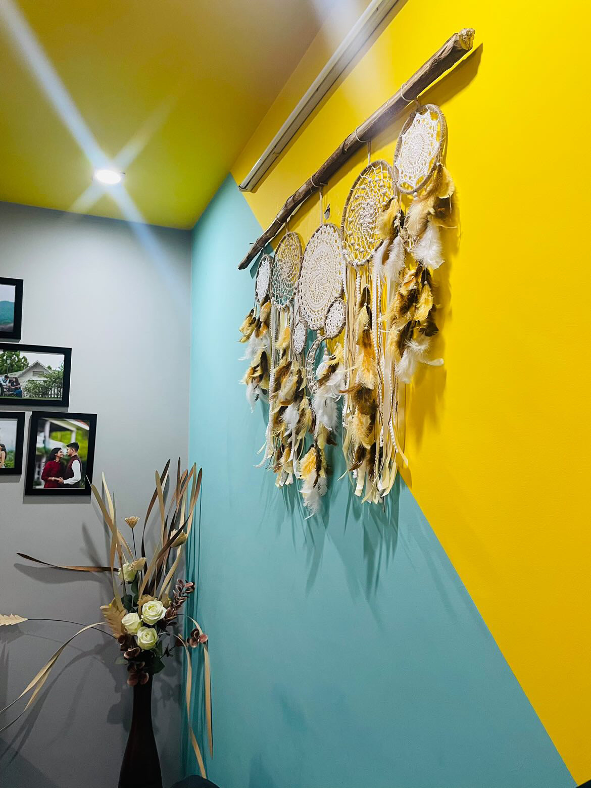 Giant Bohemain Cluster Dreamcatcher - Brown Hues - Teal By Tanvi