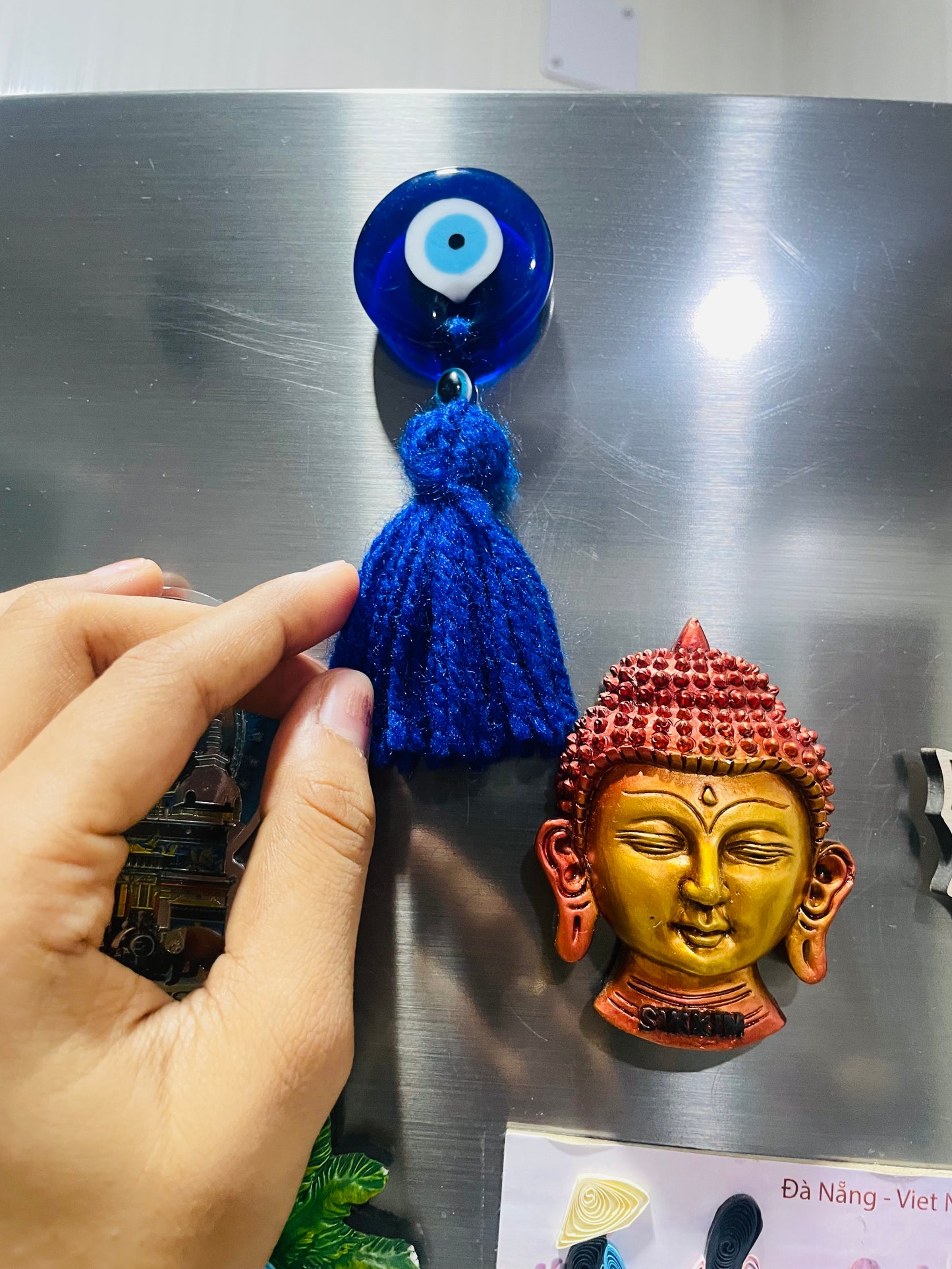 Turkish Evil Eye Fridge Magnet Mini - Blue - Teal By Tanvi