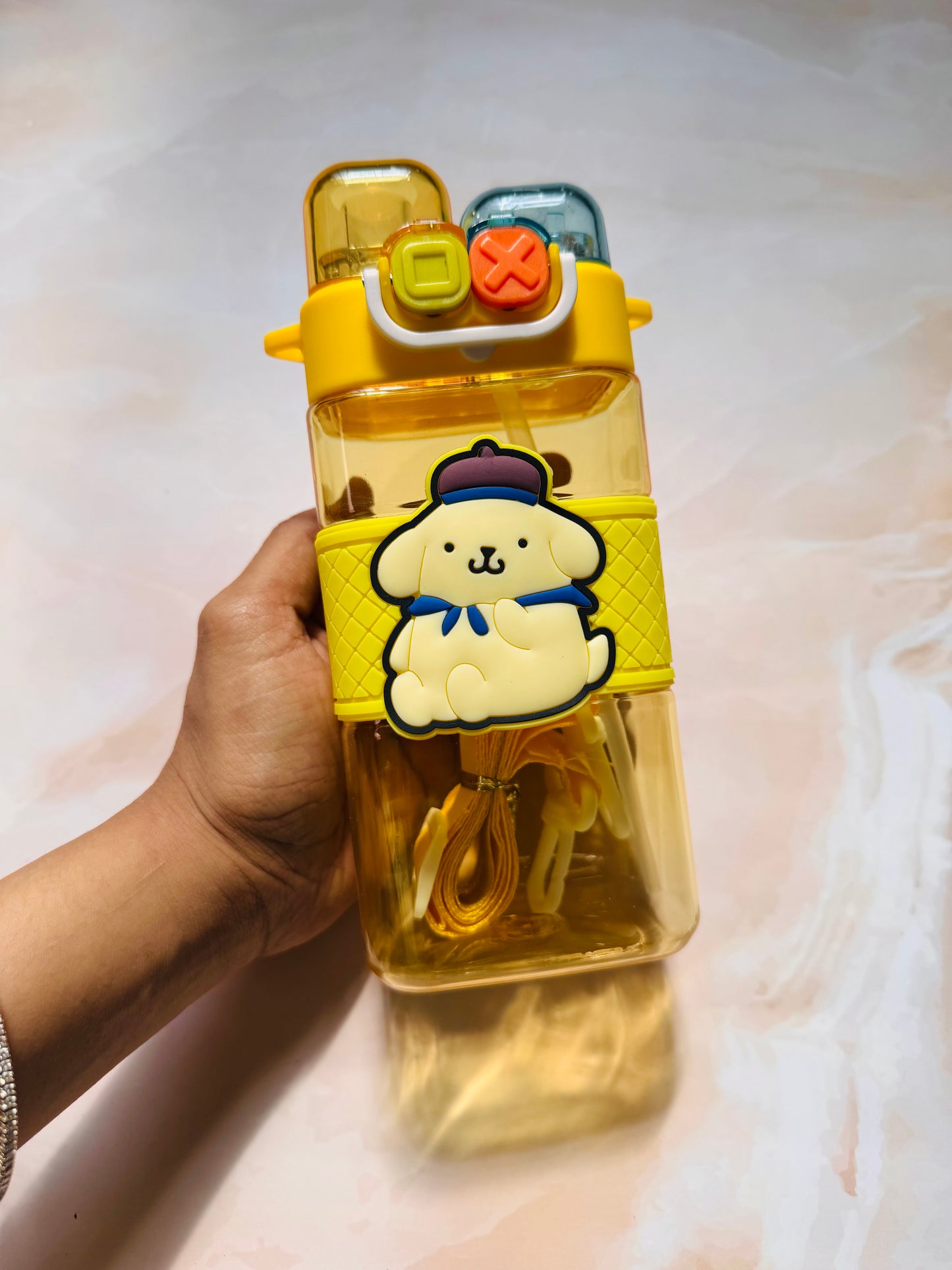 Sanrio Cartoon Character Sipper Bottle With Strap | Kids Cute Water Bottle | BPA Free Plastic Bottle