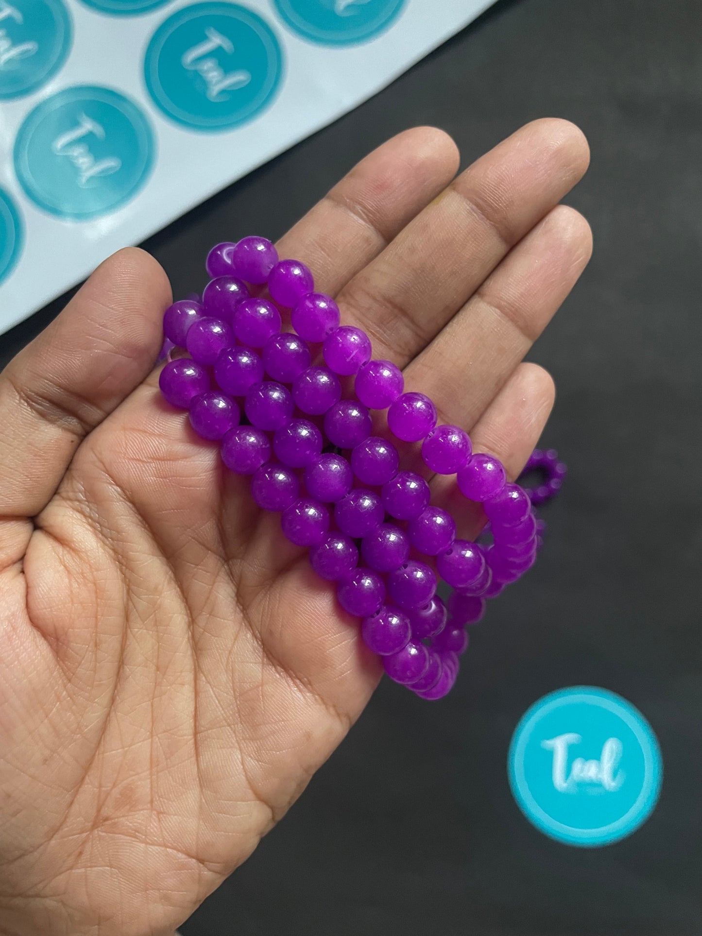 Glass Beads Round (8mm) - Teal By Tanvi