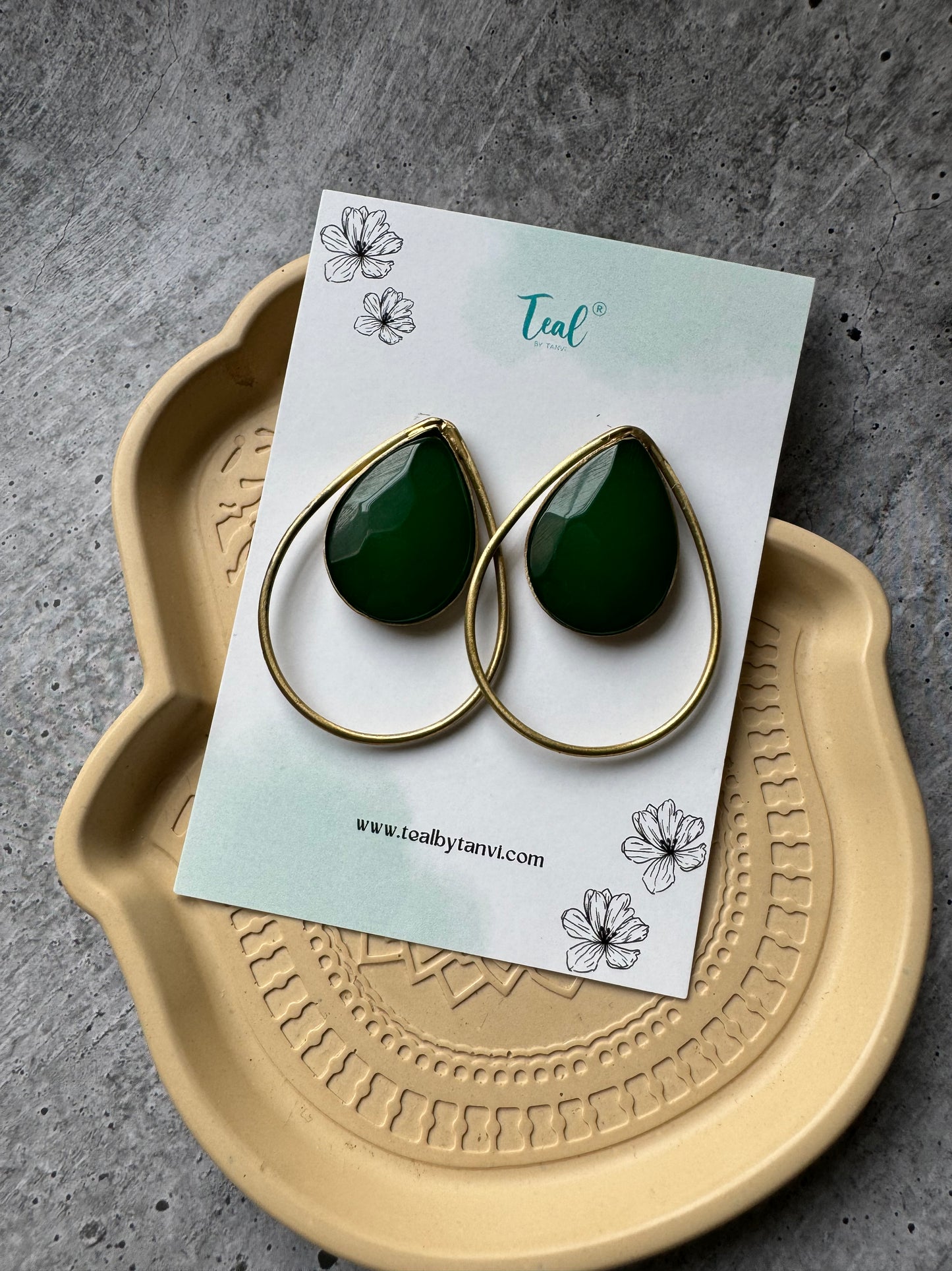 Premium Quality Green Stone Work Designer Earrings