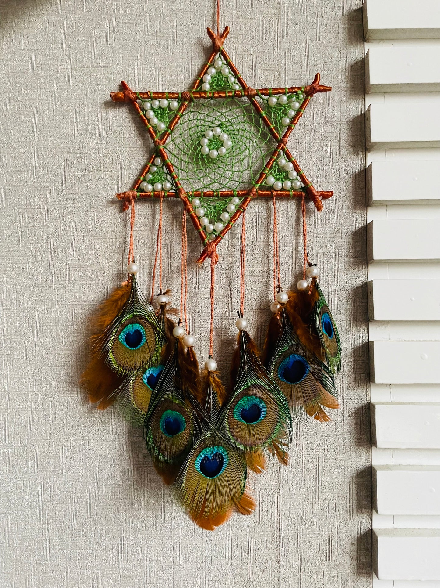 Bohemian Star Dreamcatcher - Peacock Theme - Teal By Tanvi