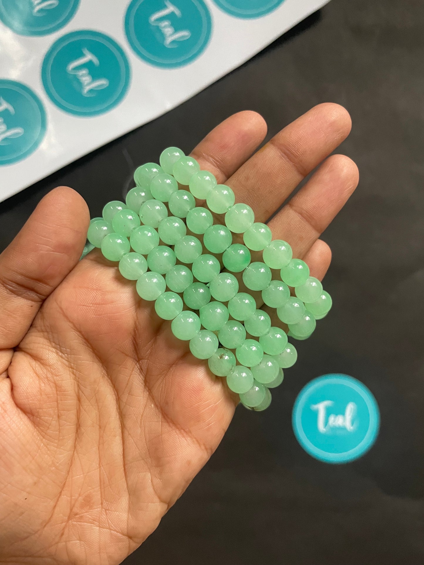 Glass Beads Round (8mm) - Teal By Tanvi