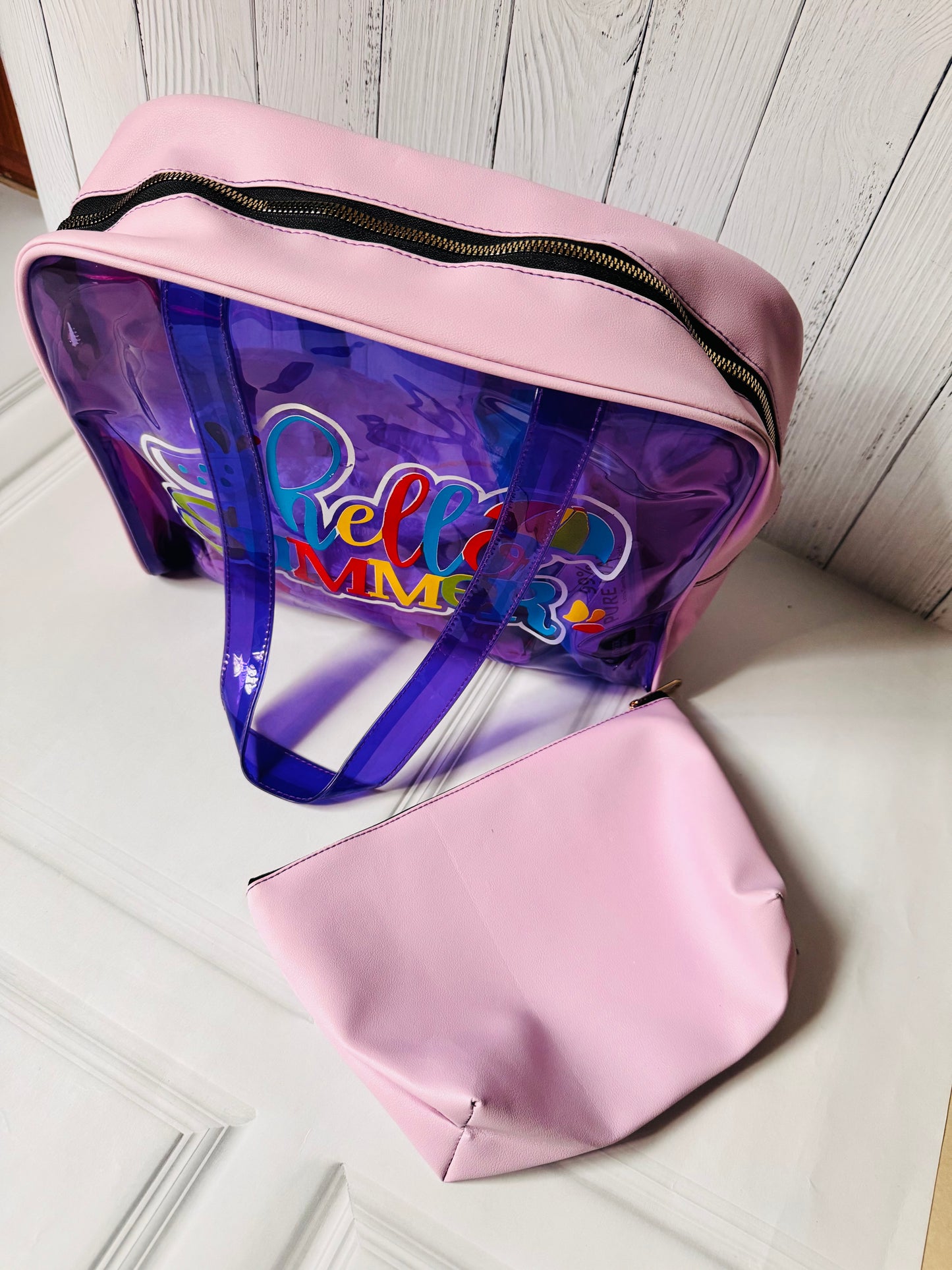 Transparent Neon Duffle Bag for Travel | Diaper and Essentials Bag for Kids | With additional Zipper Pouch