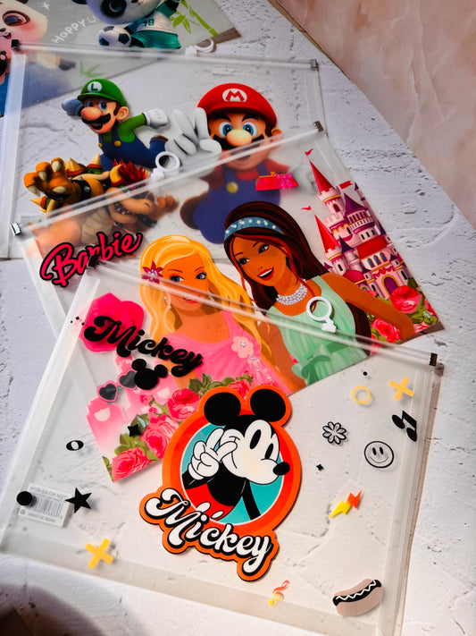 Transparent Printed File Folders for Kids | With Ziplock