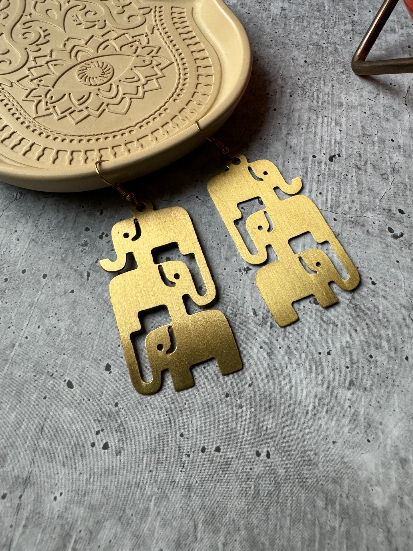 Premium Quality Brass Golden Elephant Designer Earrings