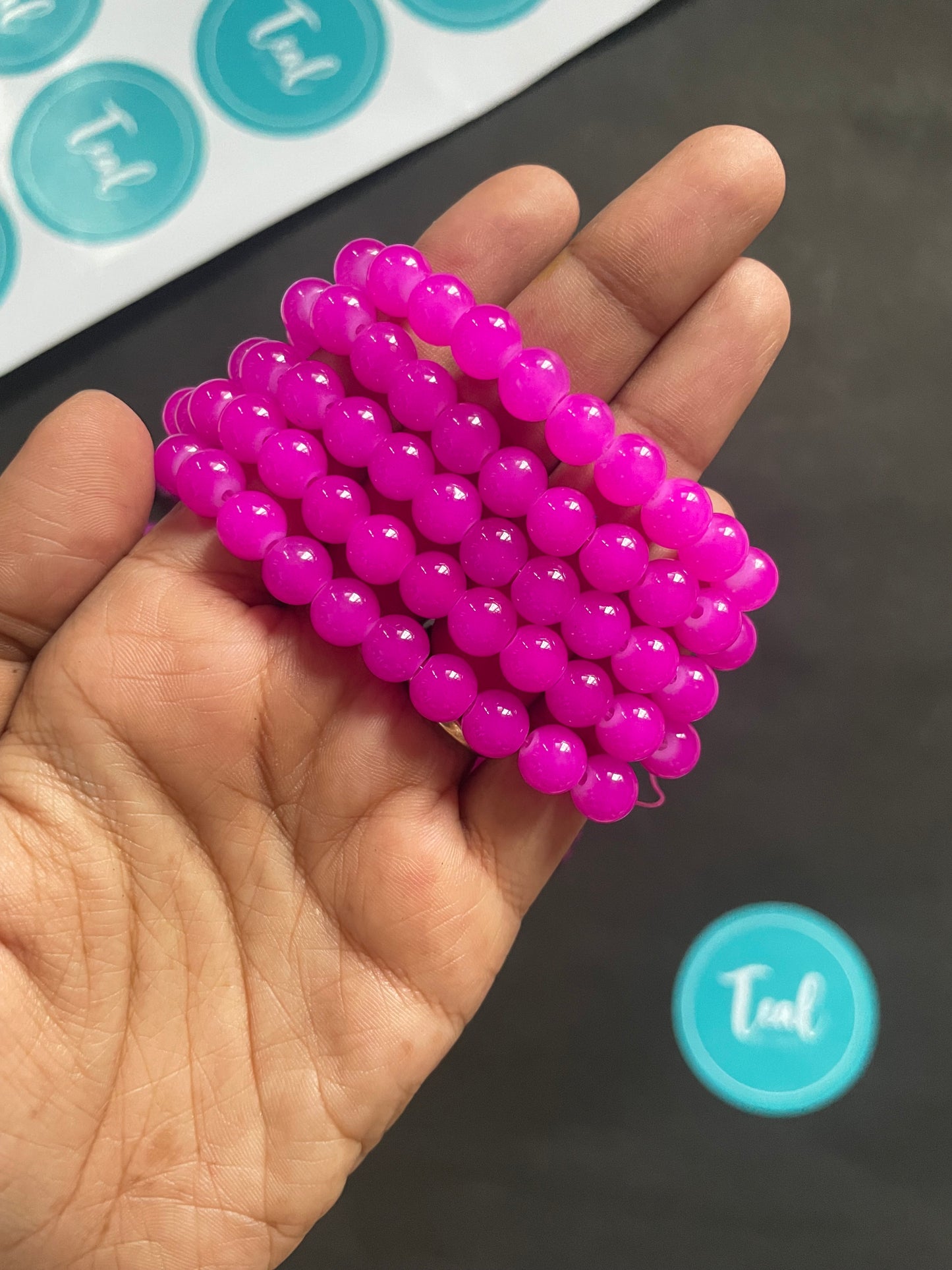 Glass Beads Round (8mm) - Teal By Tanvi