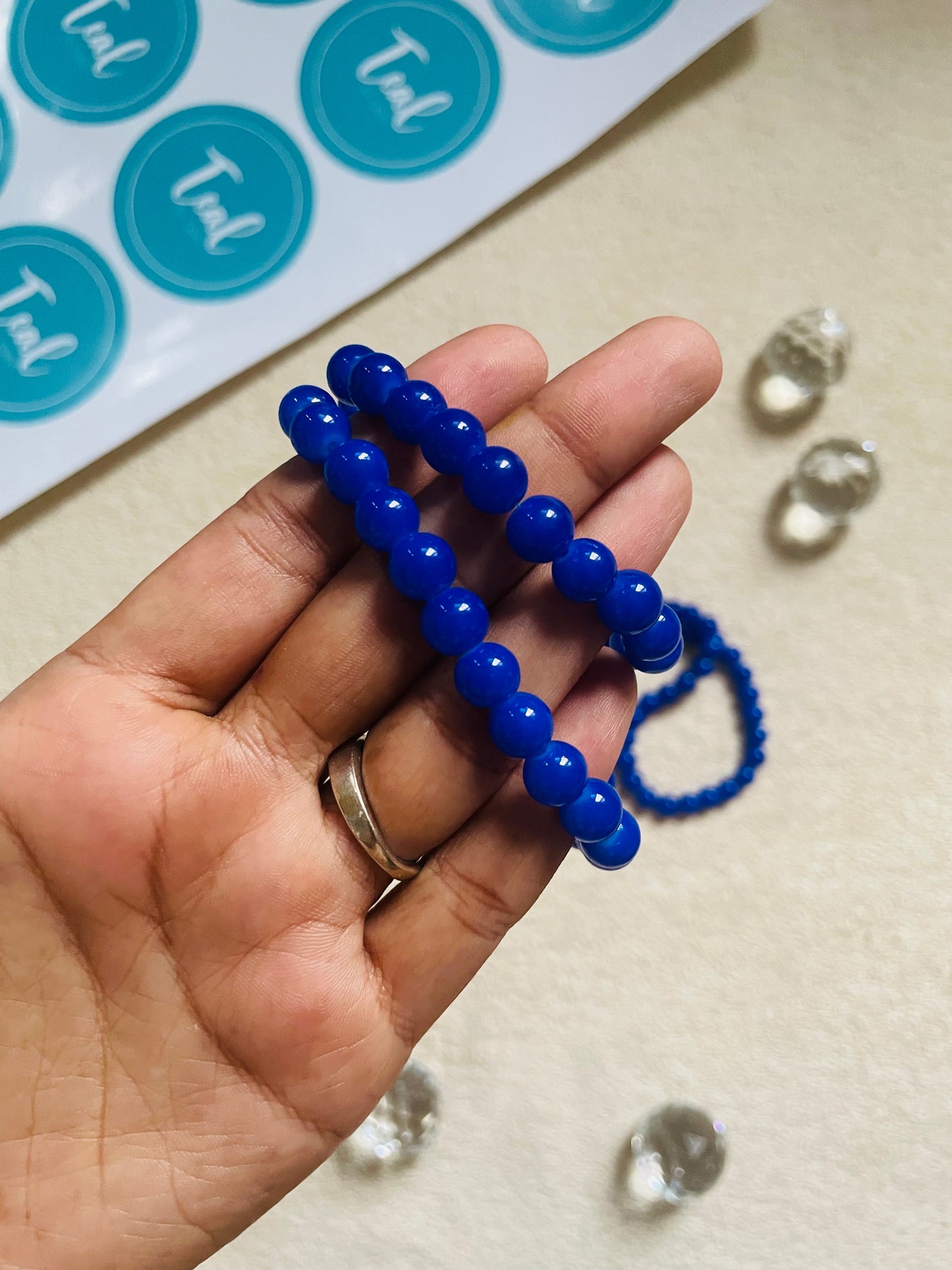 Glass Beads Round (8mm) - Teal By Tanvi