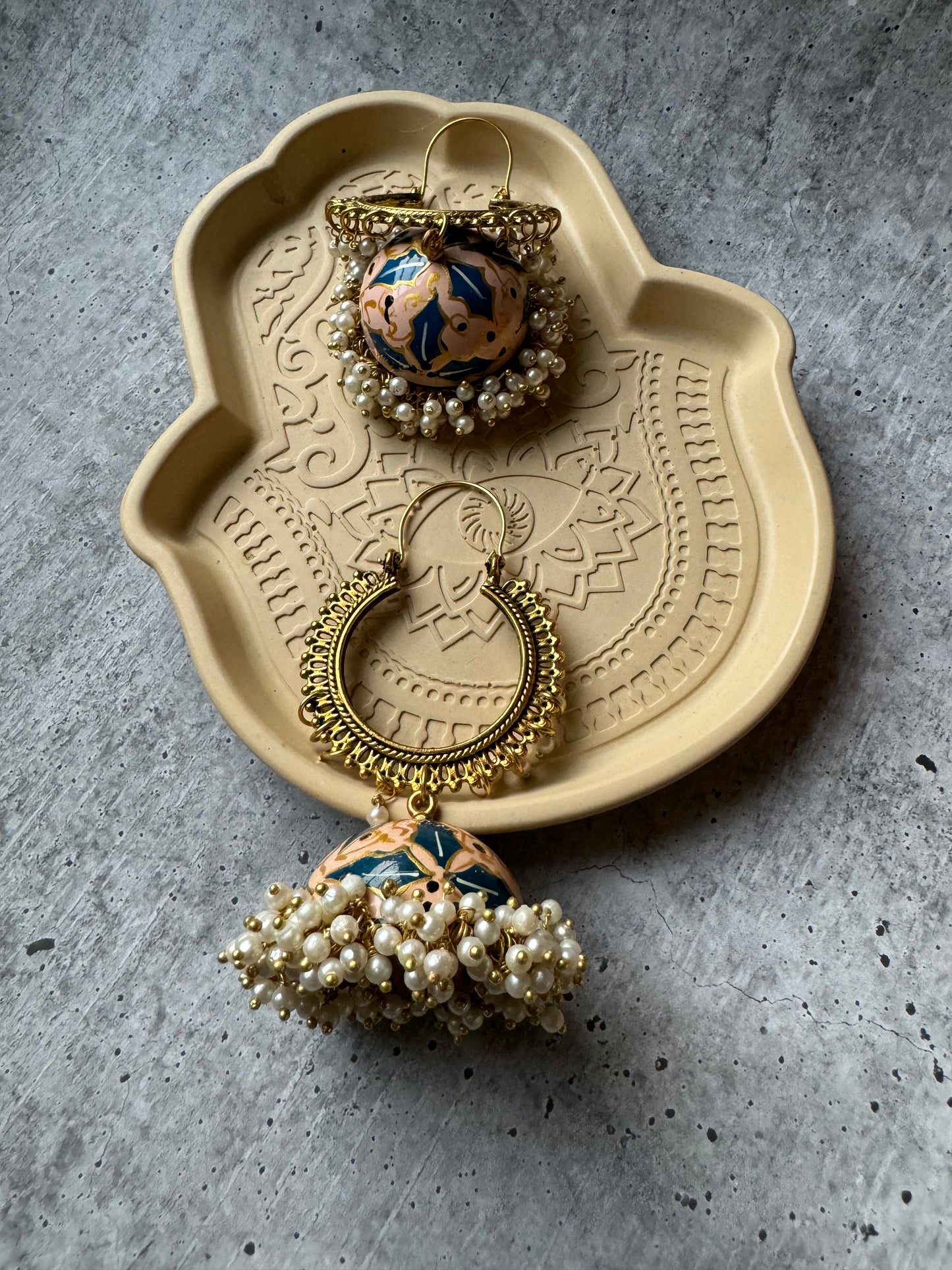 Premium Quality Imitation Meenakari Pearl Jhumki Earrings