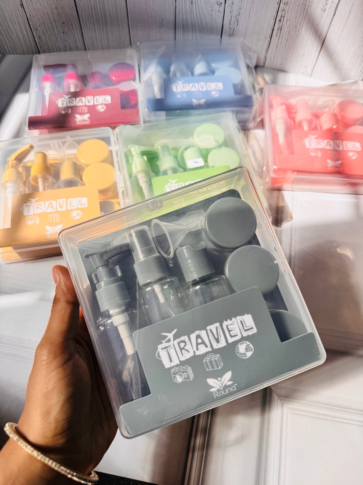 Travel Toiletry Bottle & Jar Kit | TSA‑Approved Refillable Set | Assorted Colours