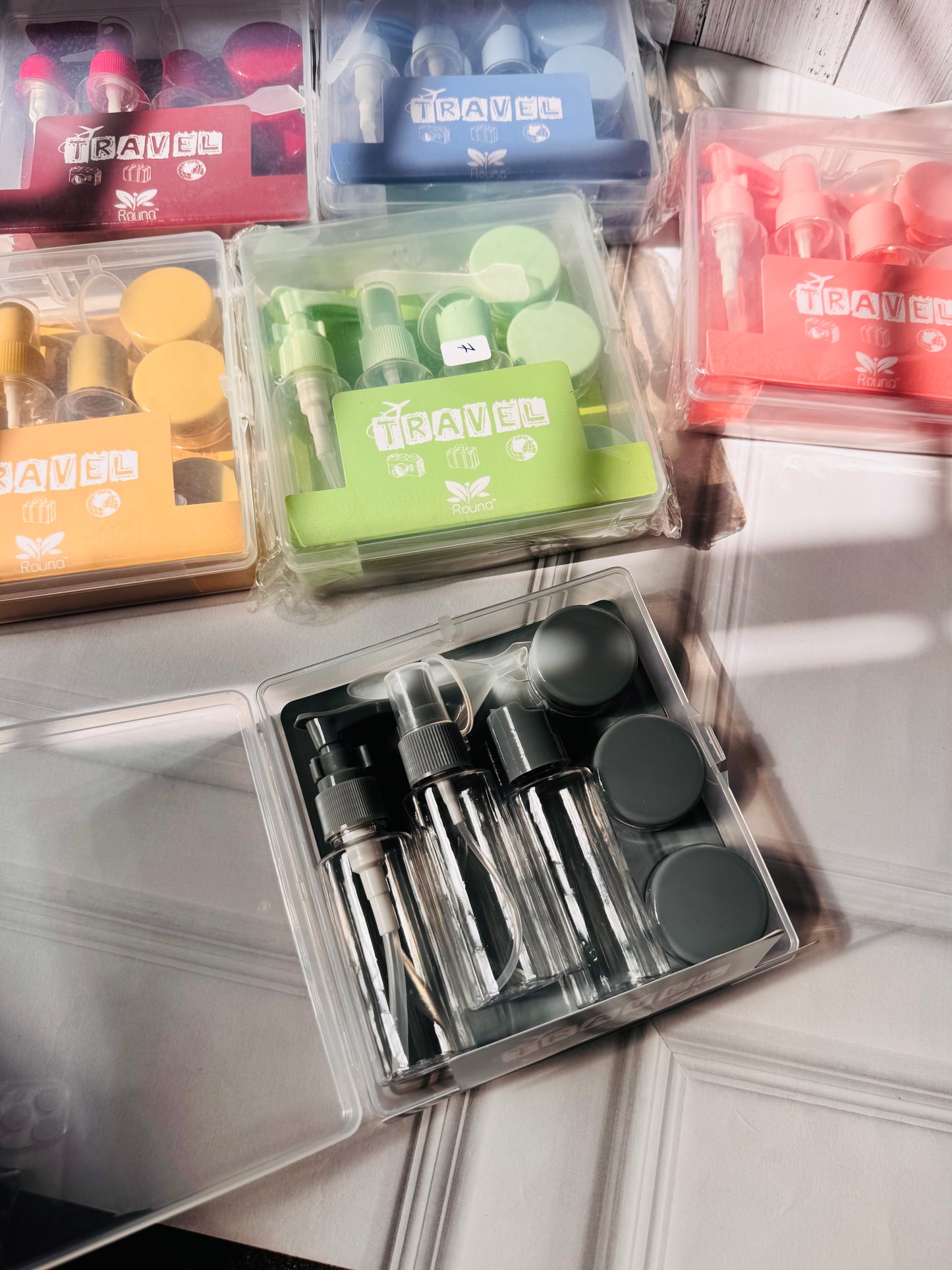 Travel Toiletry Bottle & Jar Kit | TSA‑Approved Refillable Set | Assorted Colours