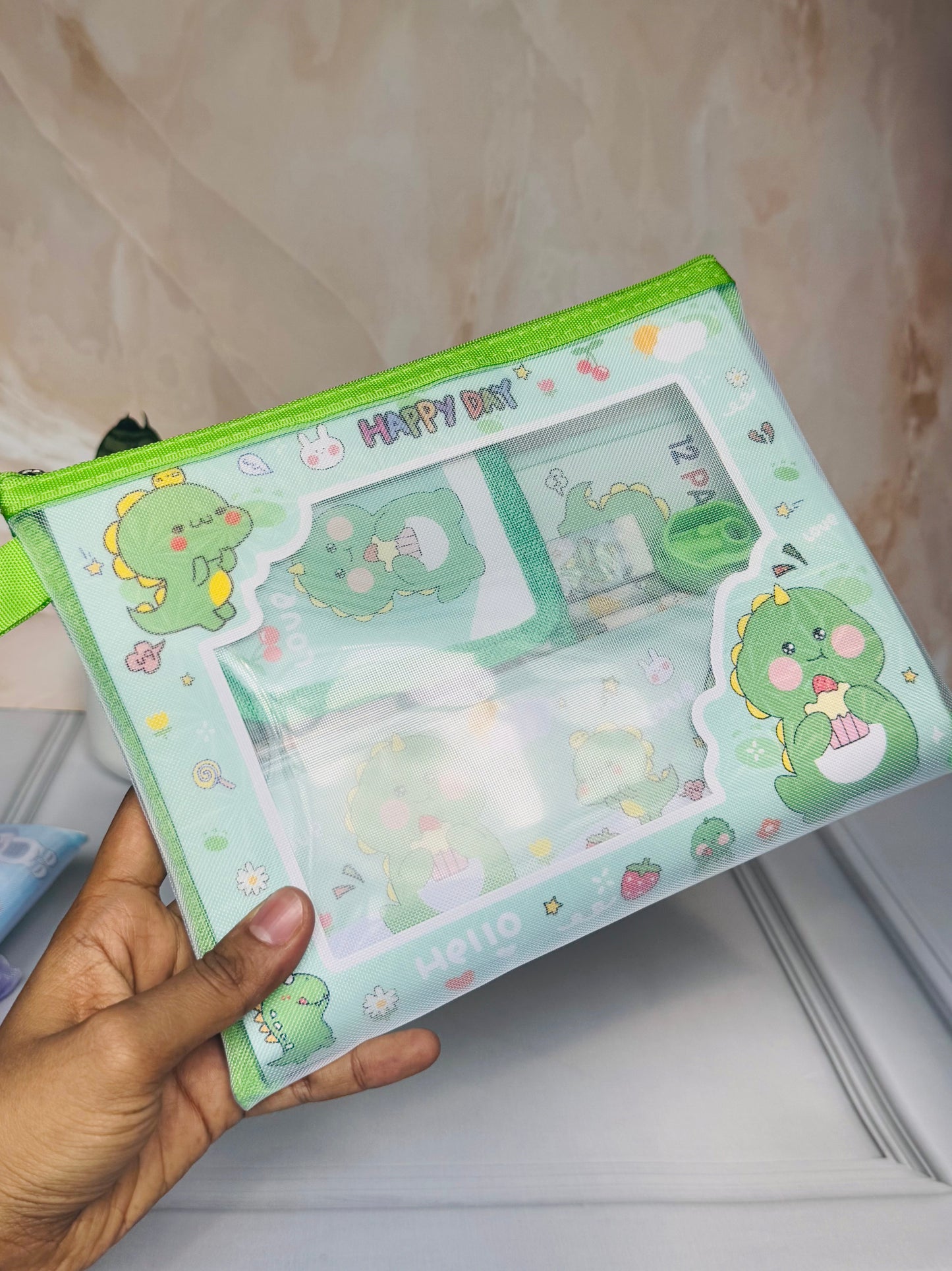 Mesh Stationary Kit for Kids | Kuromi, Space & Dino Designs | Zipper Stationery Case Gift Set