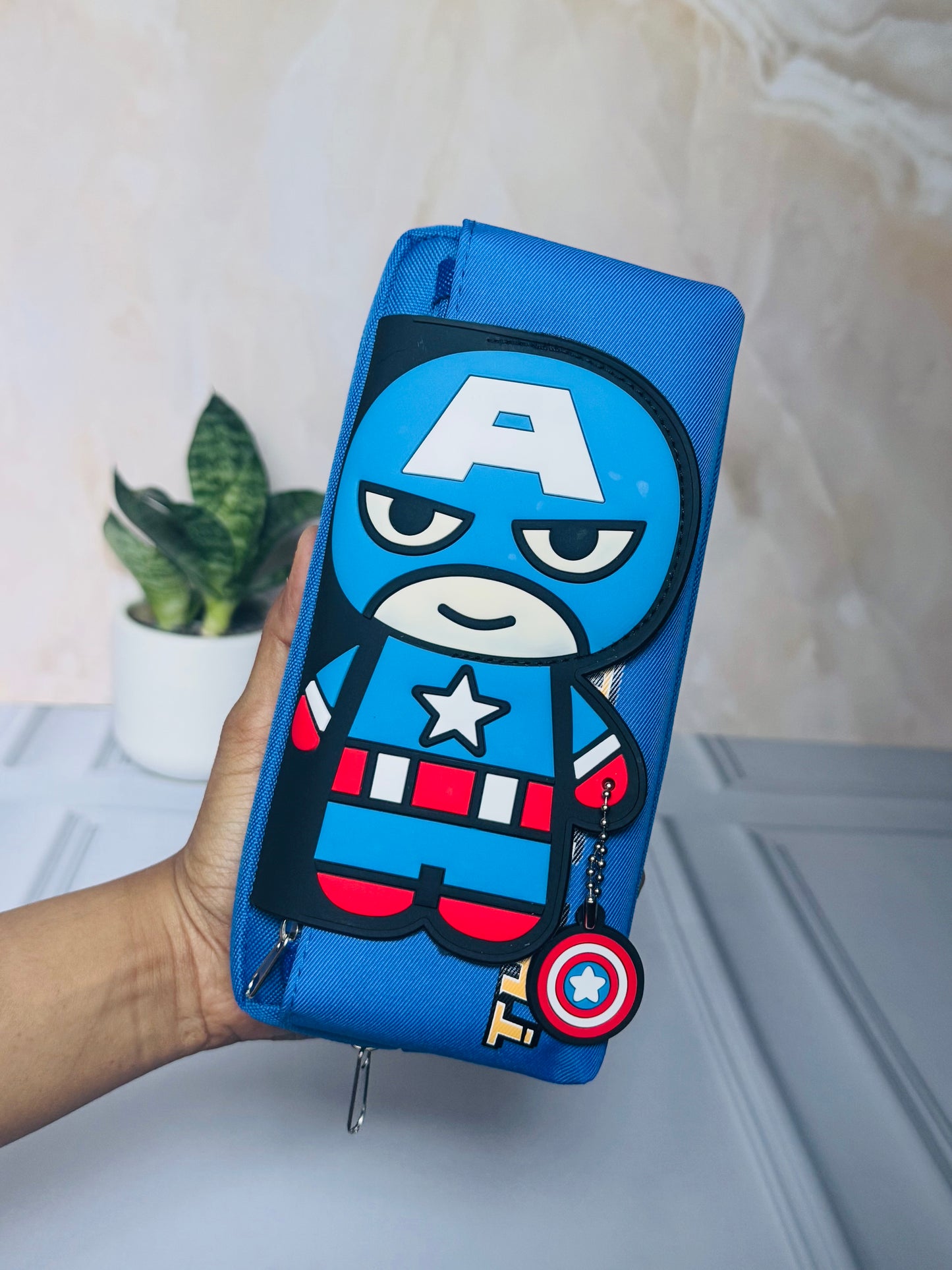 Superhero Pencil Pouch | Cartoon Zipper Case for Kids | Batman, Spiderman , Captain America