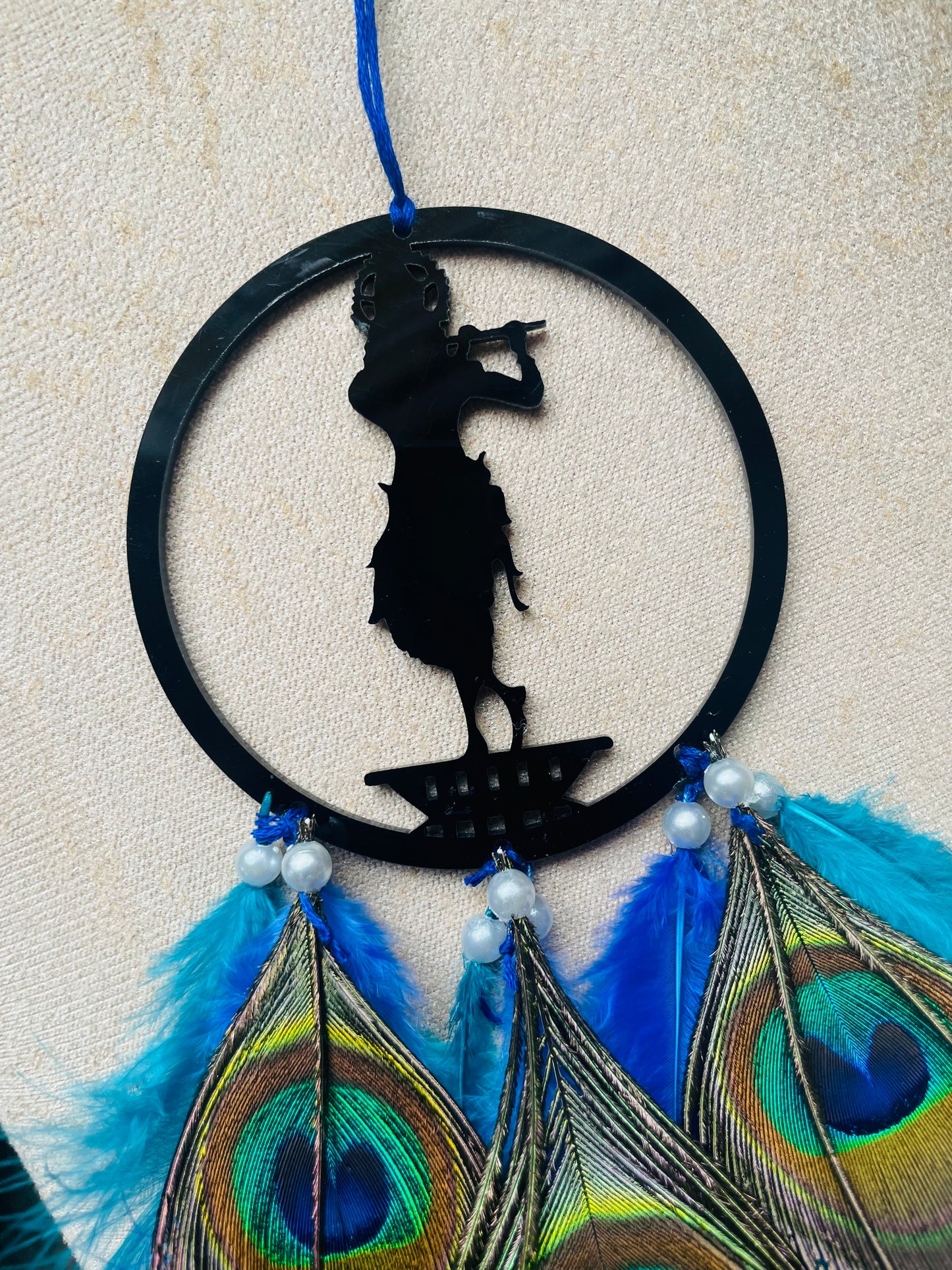 Krishna Car Hanging Dreamcatcher - Teal By Tanvi
