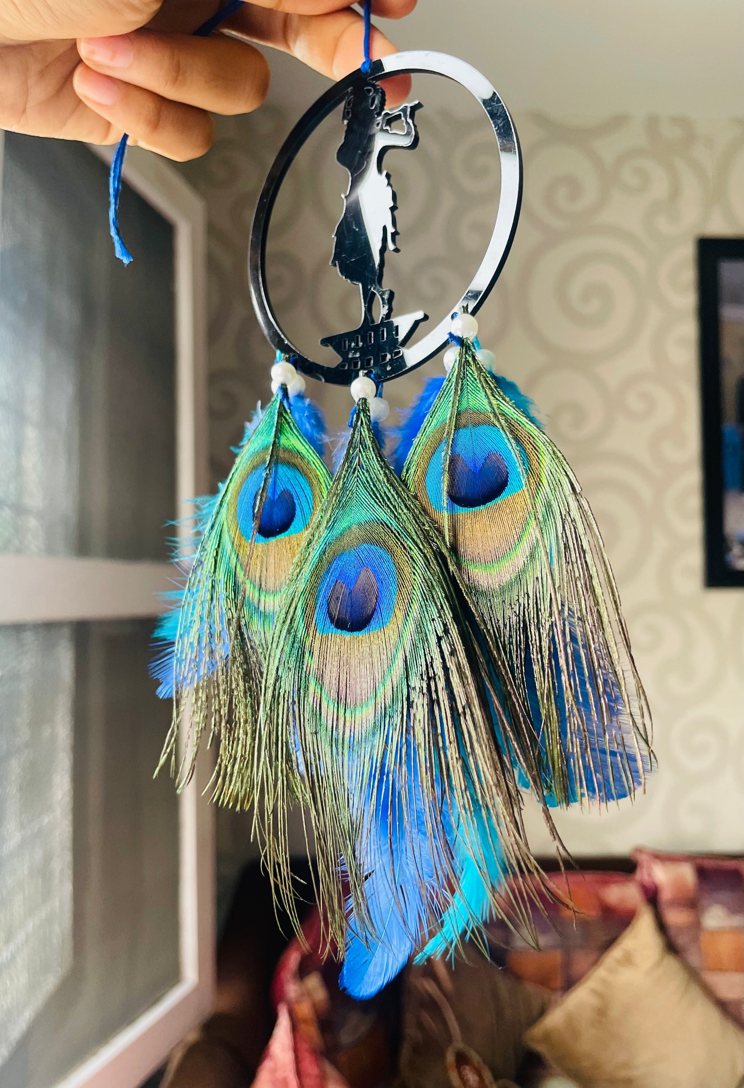 Krishna Car Hanging Dreamcatcher - Teal By Tanvi